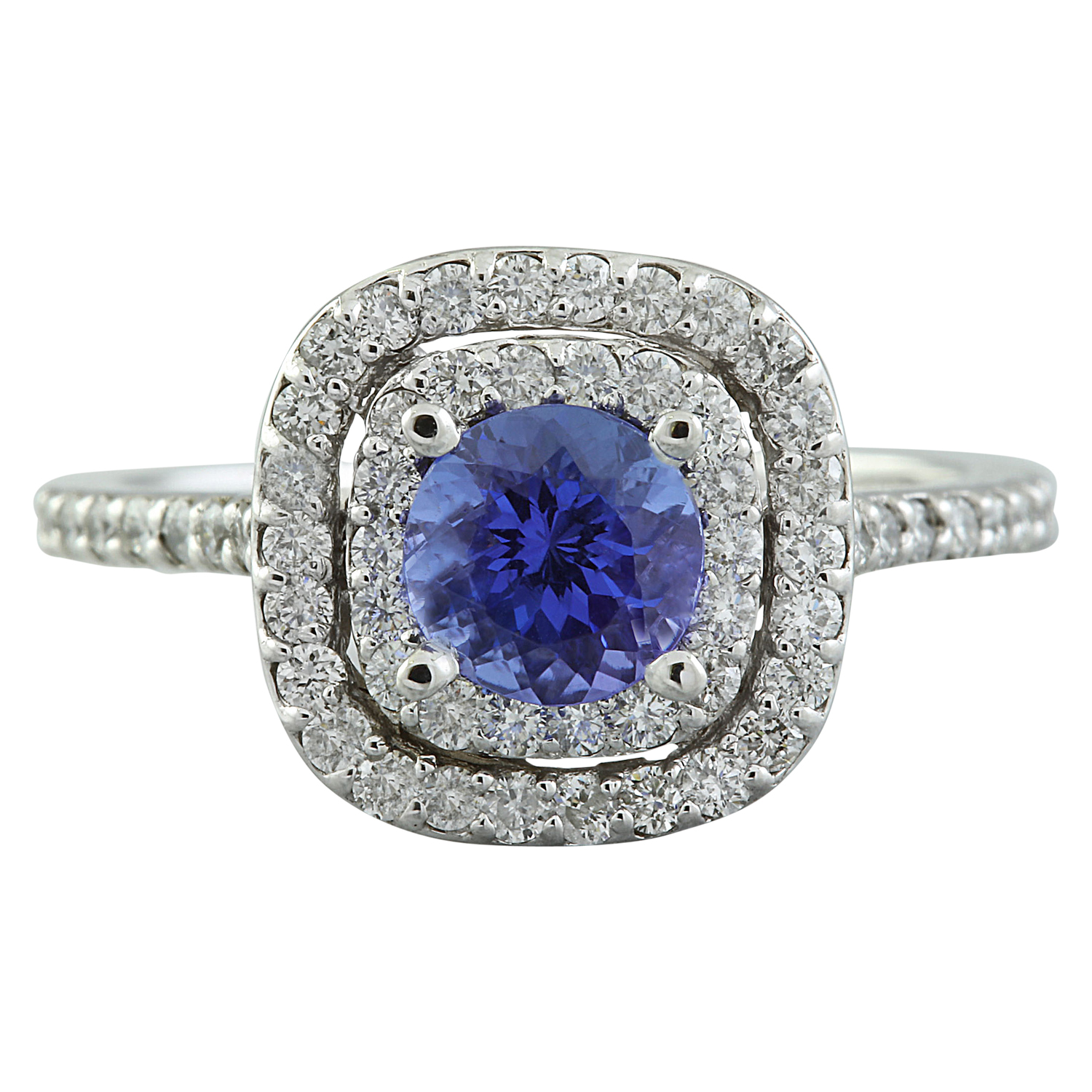 1.30 Carat Tanzanite 14K White Gold Diamond Ring