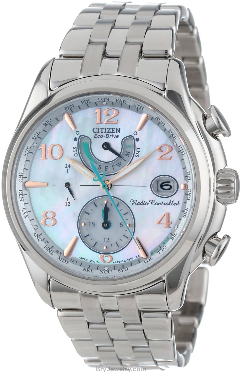 Citizen Eco-Drive Mother of Pearl Radio Controll World Time Watch