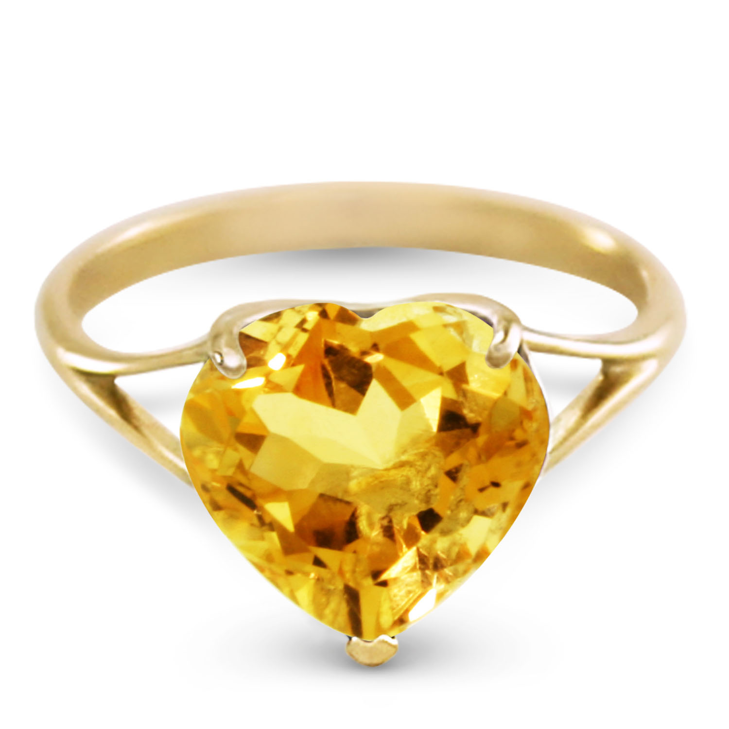 14K Solid Gold Ring with Natural 10.0 mm Heart Citrine