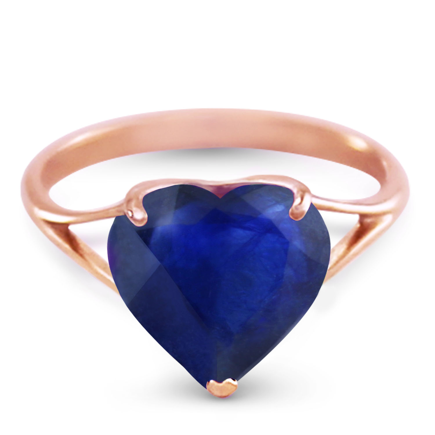 14K Solid Rose Gold Ring with Natural 10.0 mm Heart Sapphire