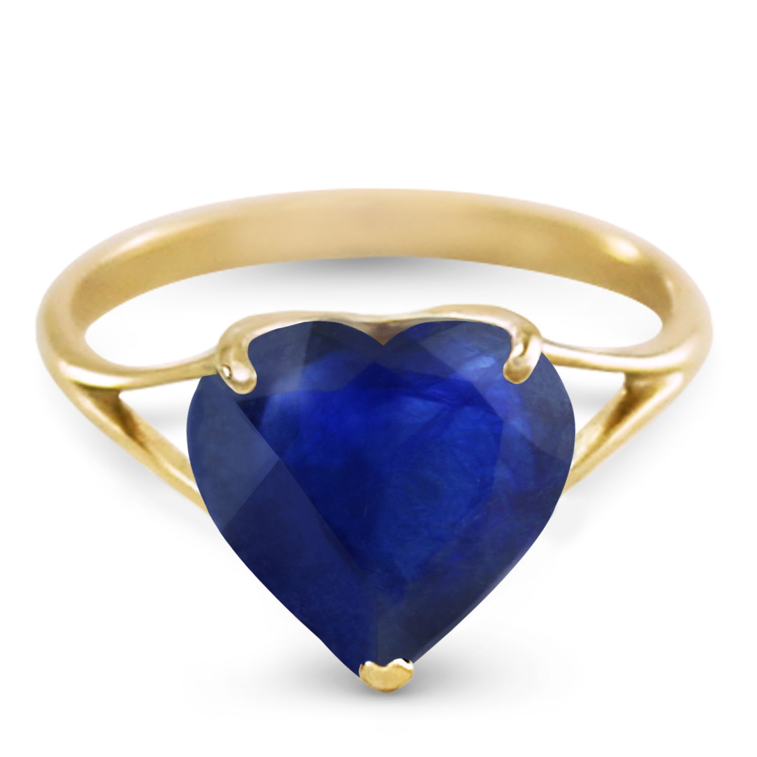 14K Solid Gold Ring with Natural 10.0 mm Heart Sapphire