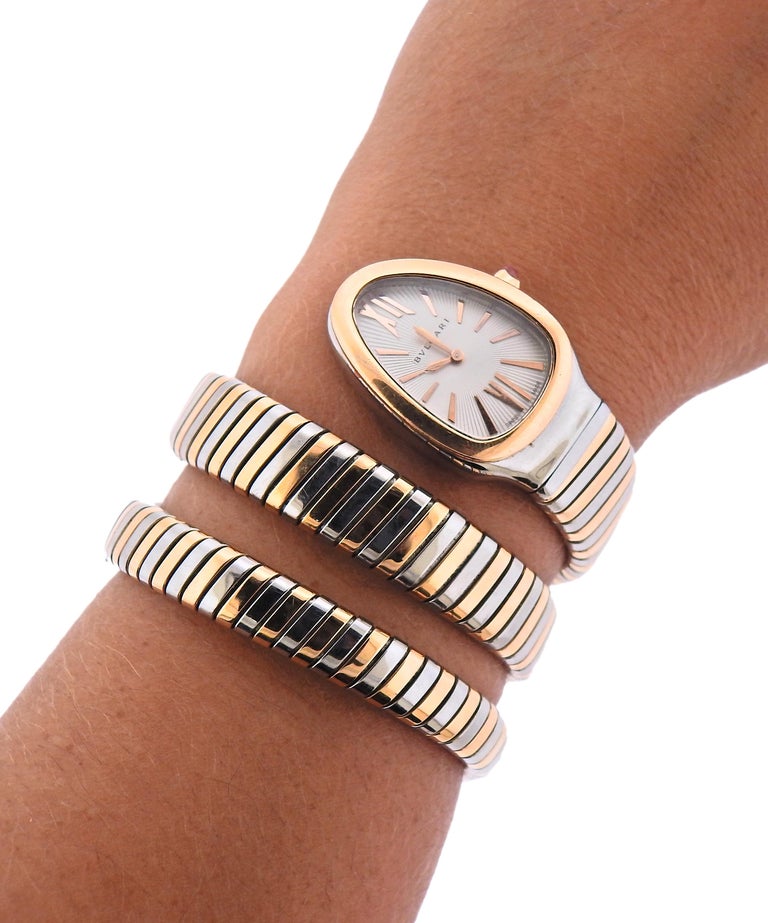 Bulgari Tubogas Serpenti Two-Tone Watch Wrap Bracelet SP 35 SPG