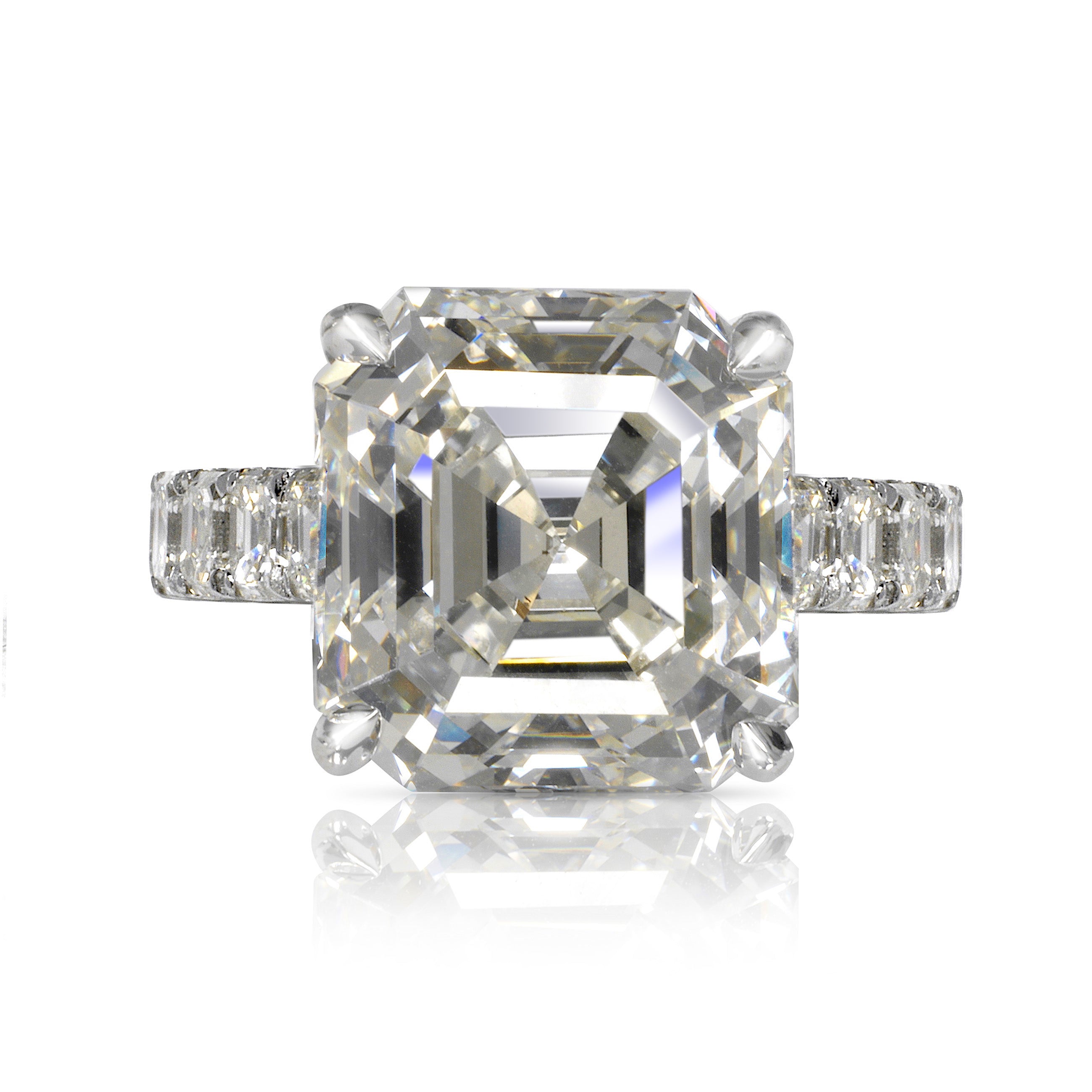12 CARAT ASSCHER CUT DIAMOND ENGAGEMENT RING 18K WHITE GOLD GIA CERTIFIED 9 CT J VS2 BY MIKE NEKTA