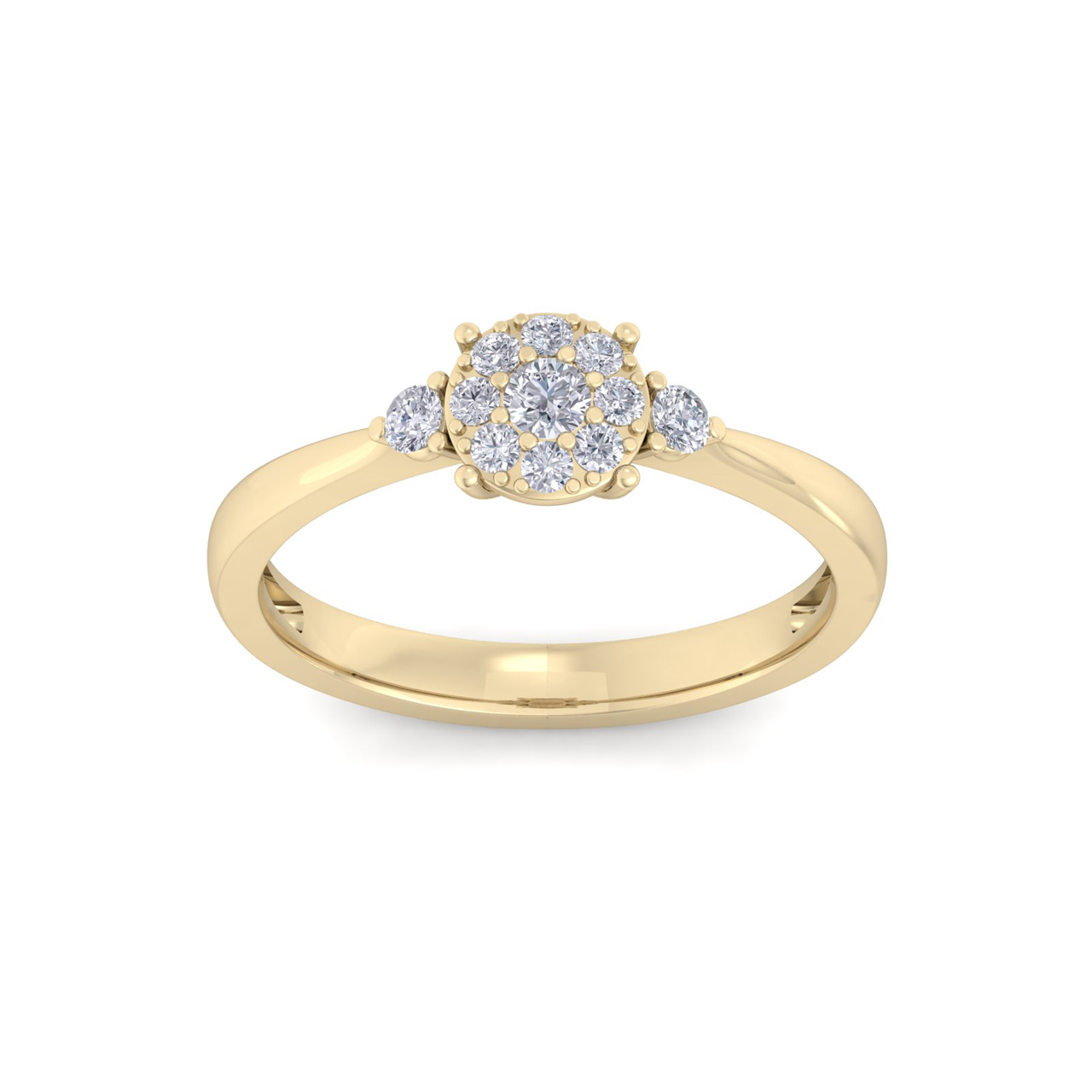 GLAM ® Halo Engagement Ring with Sidestones in 18K Gold and 0.33ct Diamonds