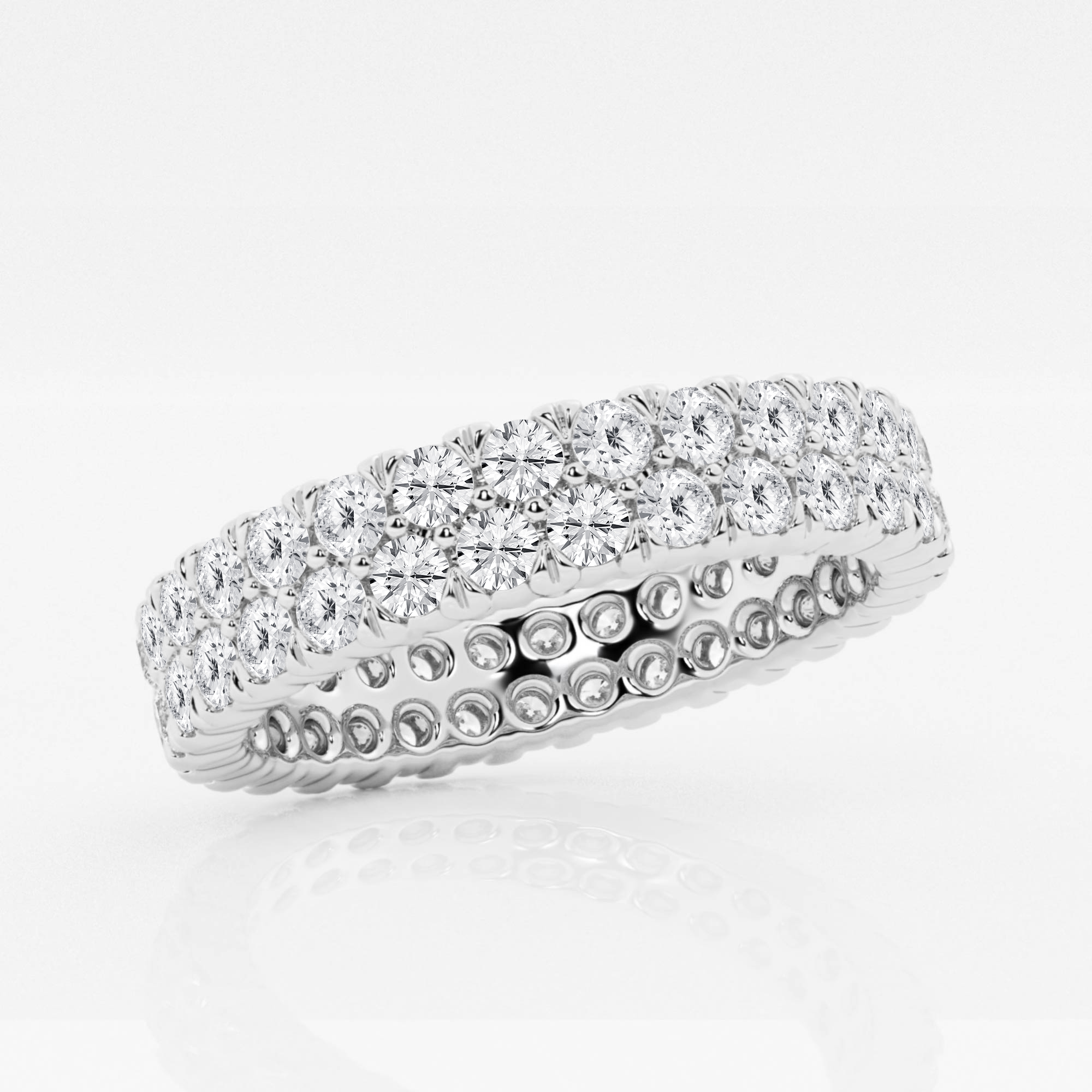 True 2.00 ctw  Round Diamond Double Row Eternity Band 14K White Gold