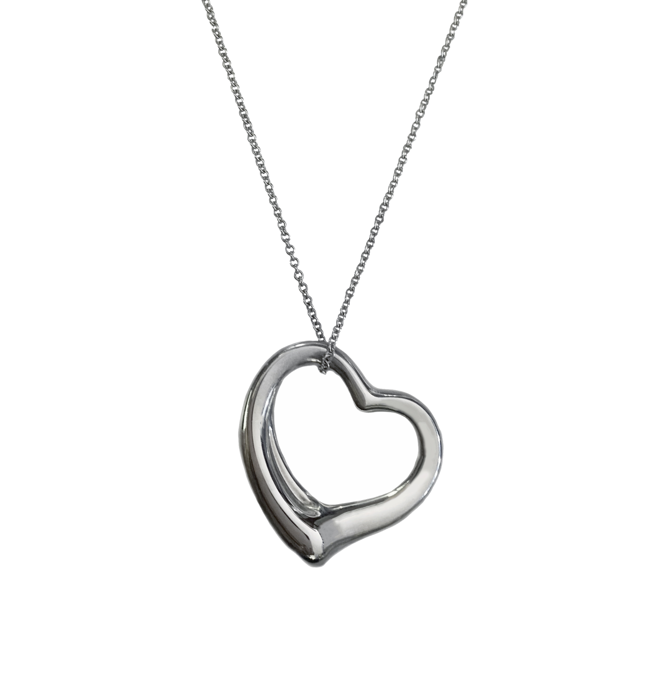 Tiffany  Co. ELSA PERETTI Open Heart Pendant with Silk cordChain set