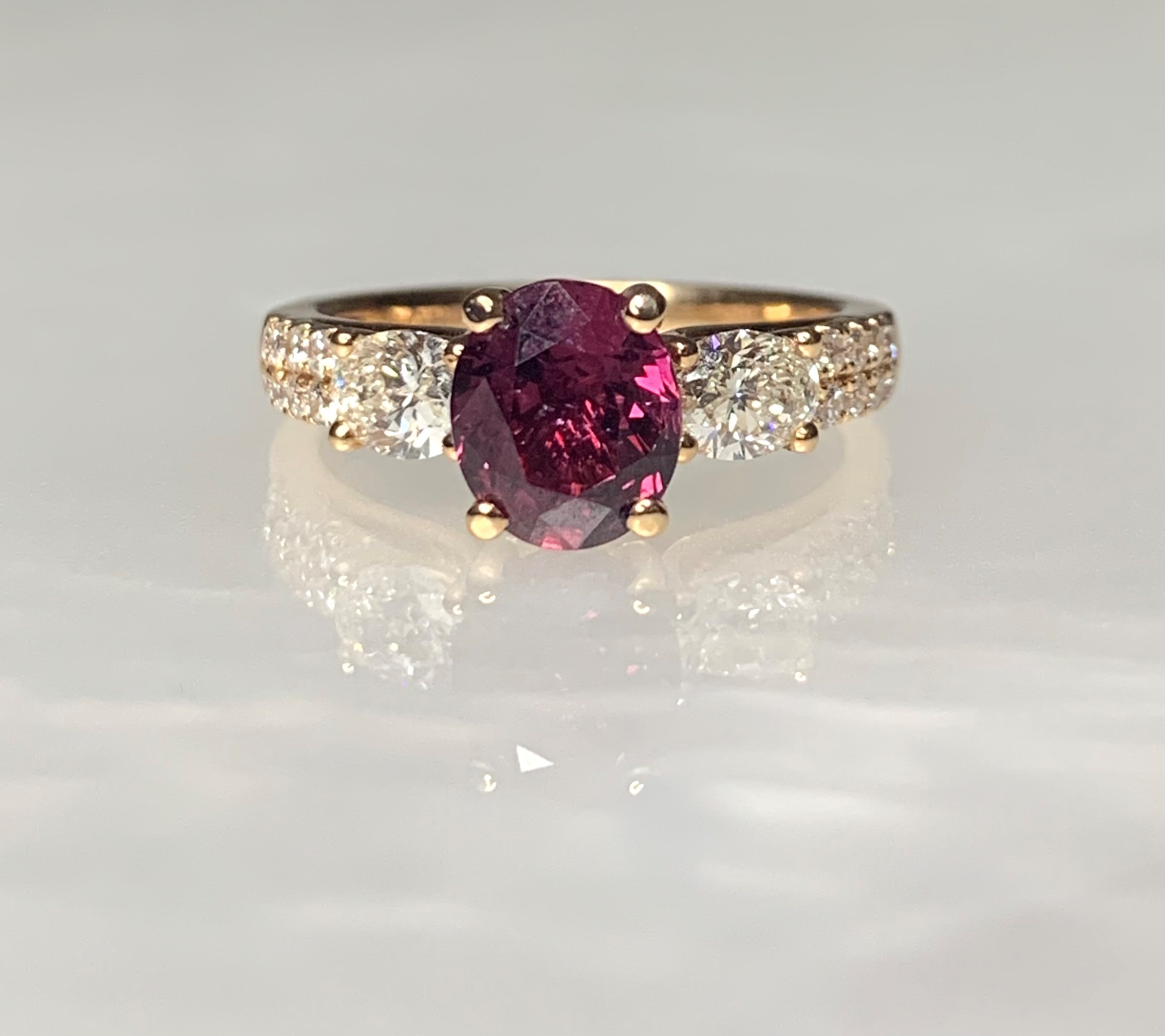 18k Rose Gold Oval Cut Ruby Diamond Ring