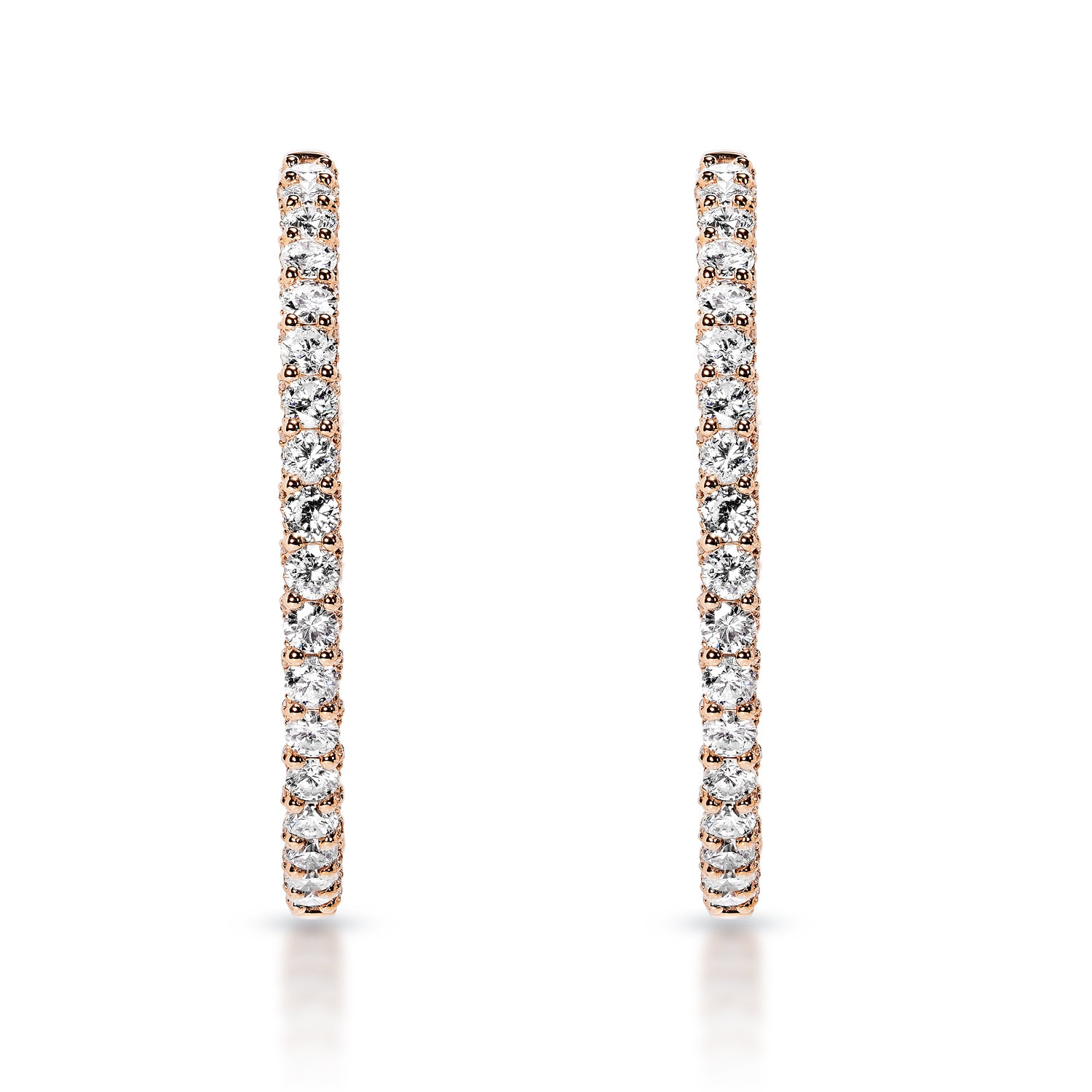 True 9 Carat Round Brilliant Diamond Hoop Earrings in 14k Rose Gold