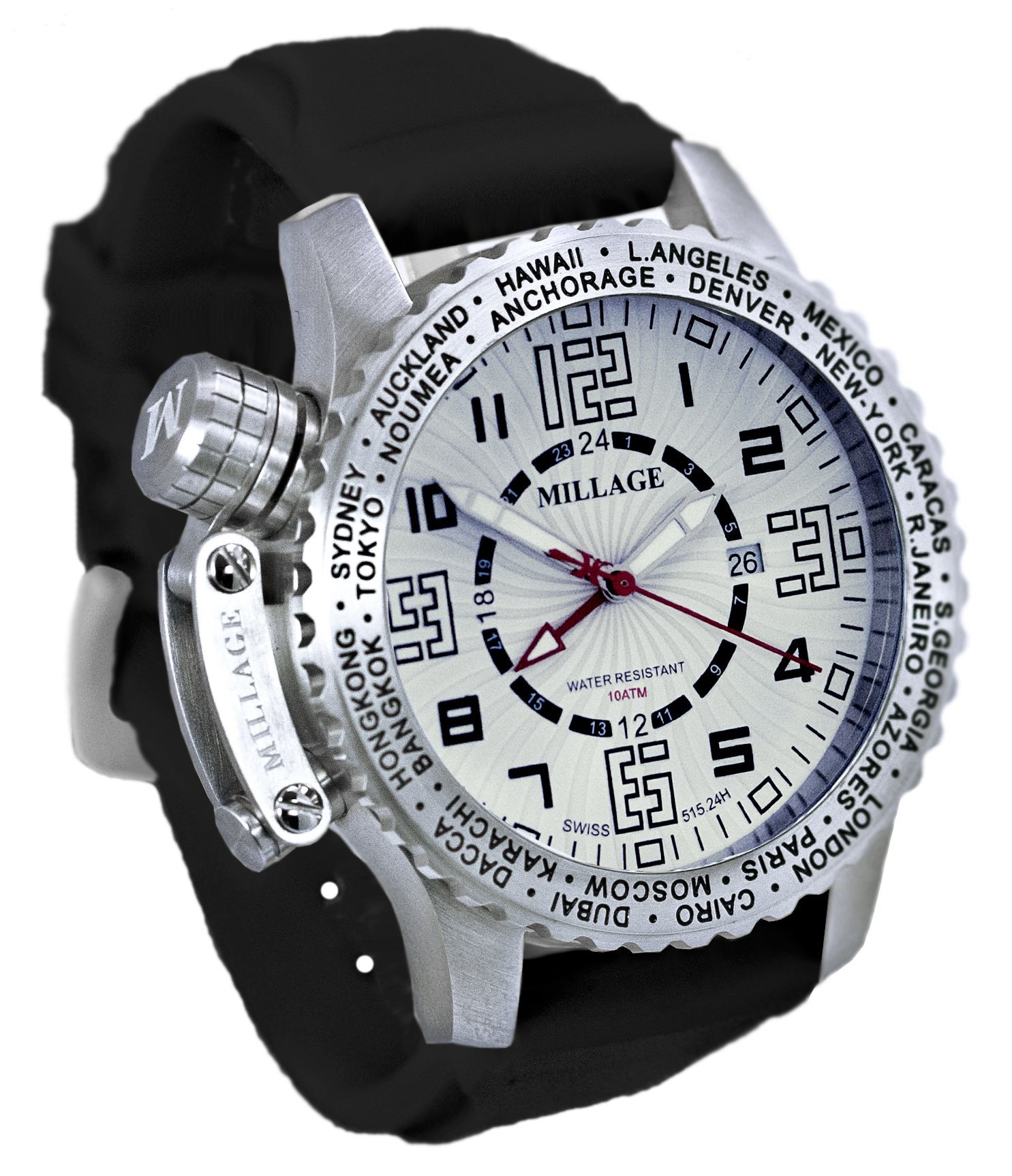 M3726SLS-Black-WHITE / BLACK/MILLAGE WATCHES
