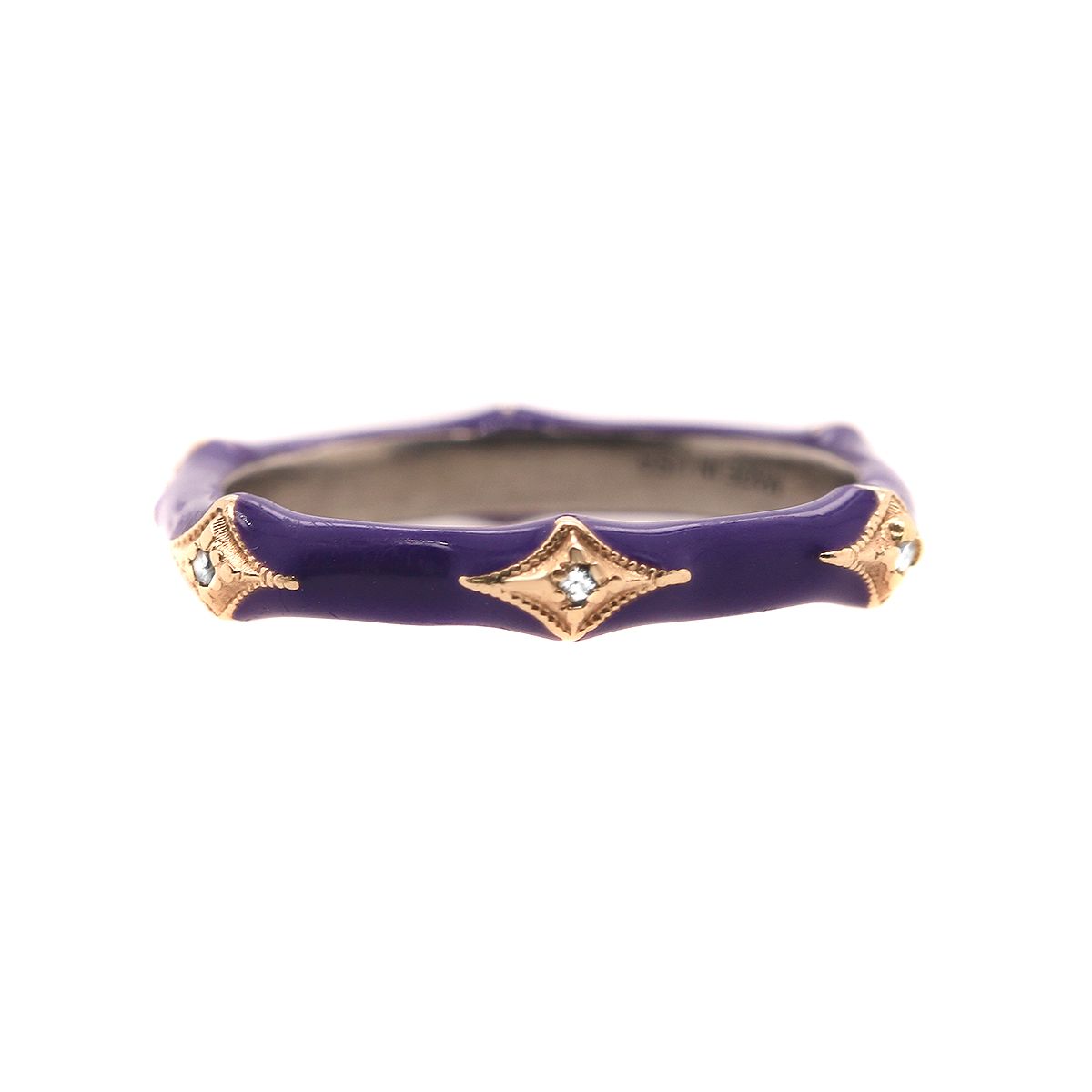Armenta Rose World 14k Gold and Purple Enamel Stacking Ring