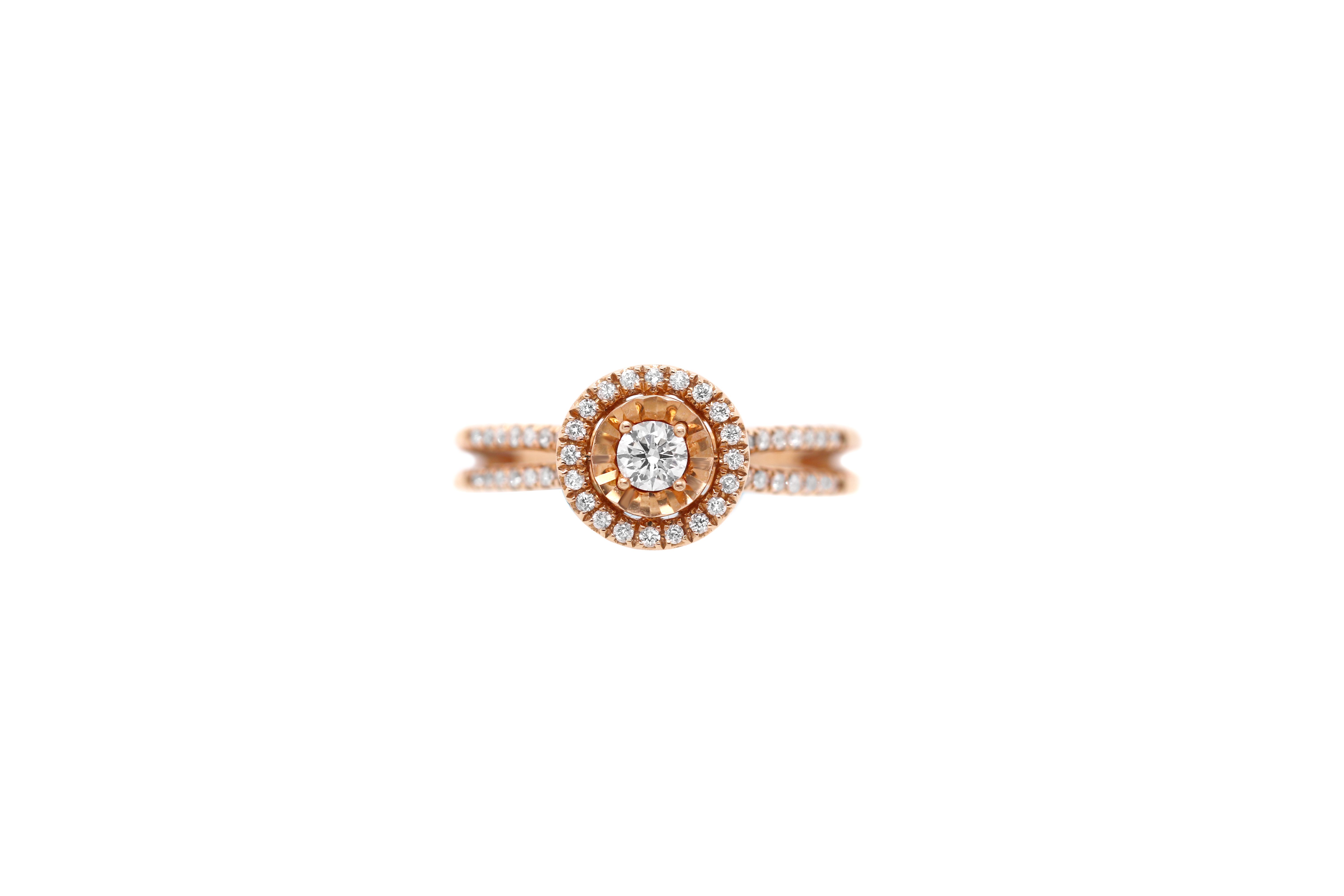18k Rose Gold and Diamond Ring