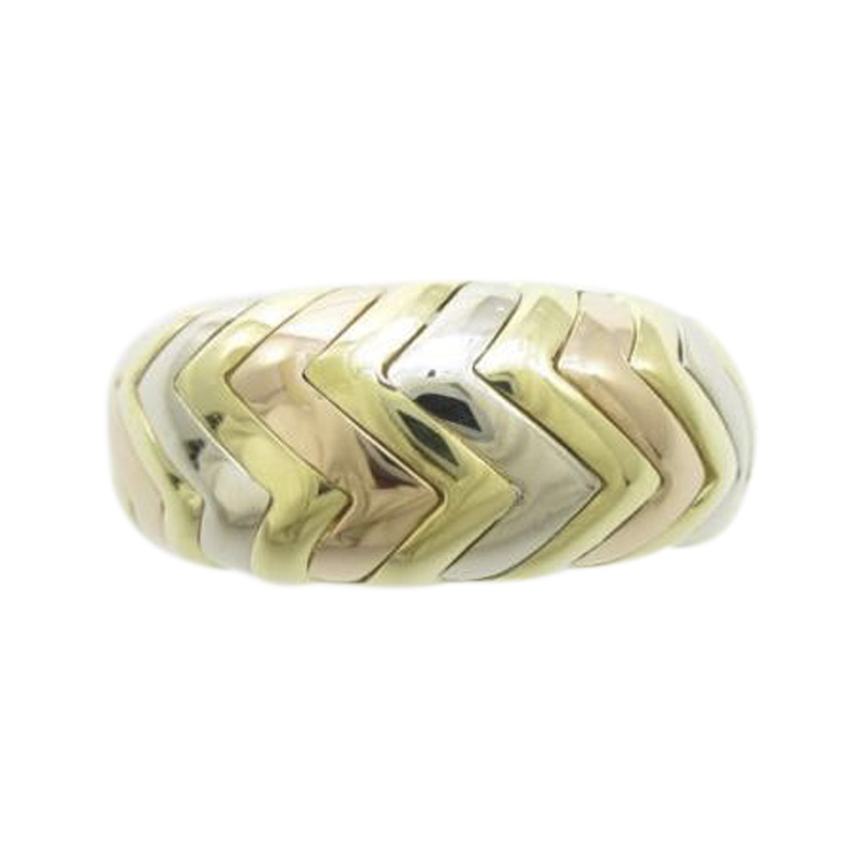 Bulgari 18K Yellow White & Rose Gold Ring Size 6