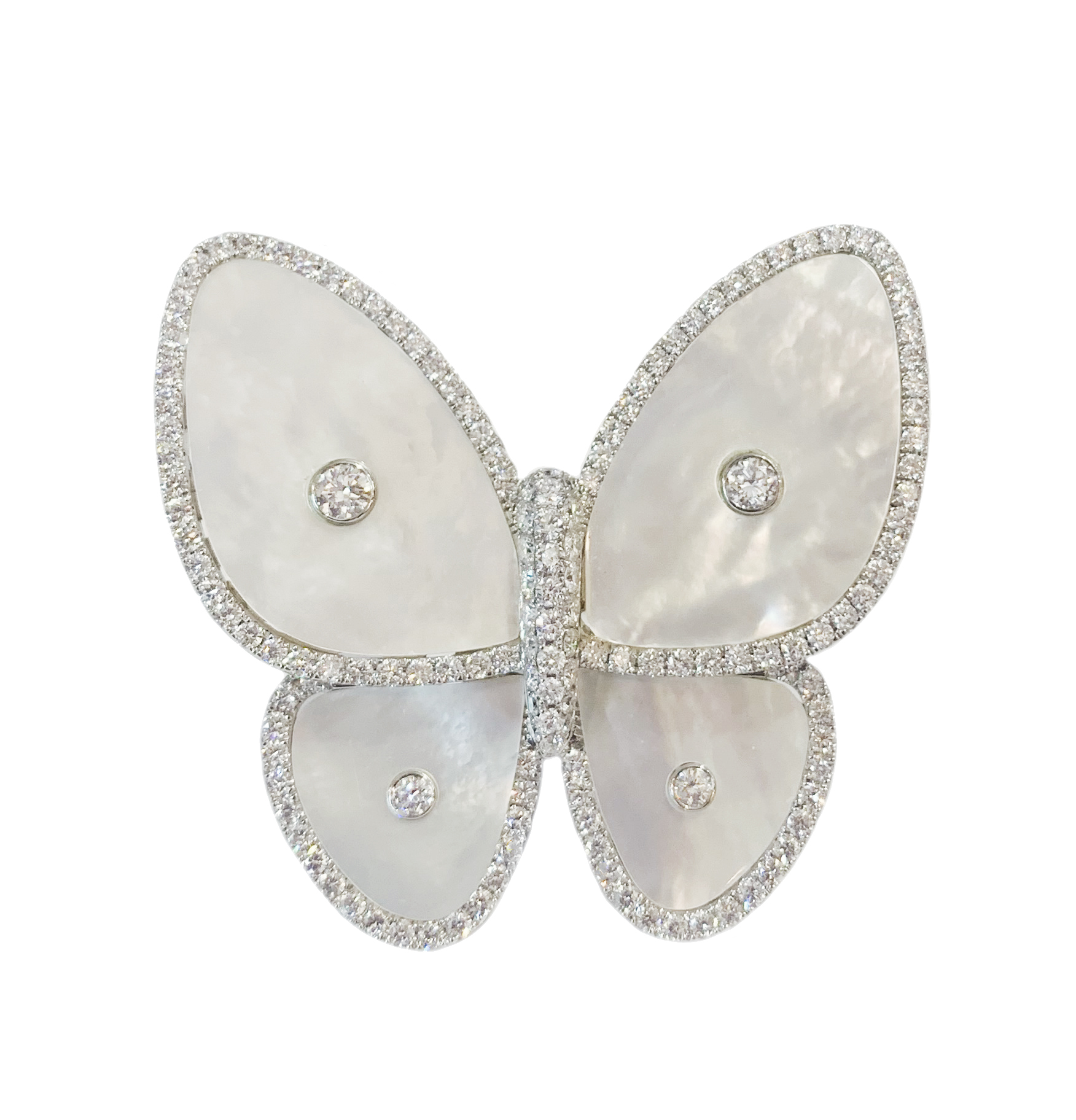 BUTTERFLY MOP RING WITH DIAMONDS