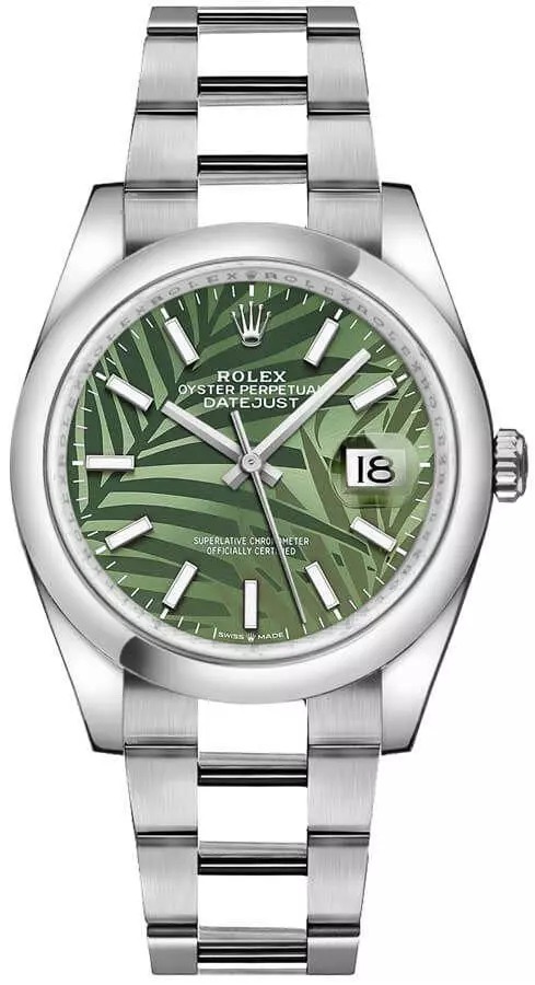 Rolex Datejust New Green Palm Style Dial Smooth Bezel Dress Watch On Sale Online