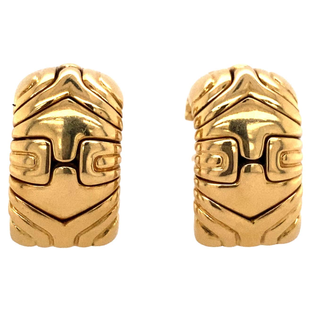 18k Gold Bulgari Parentesi Gold Hoop Earrings