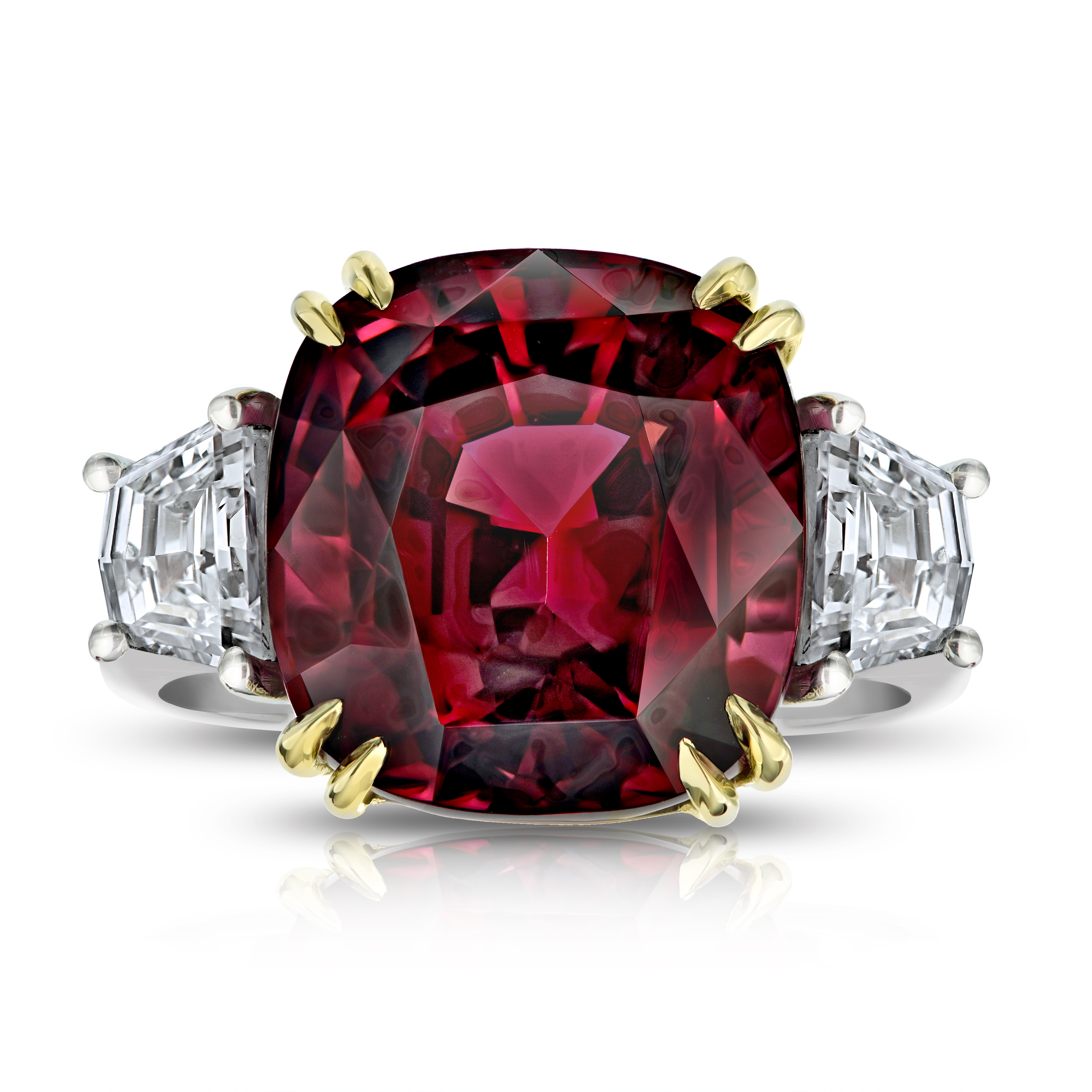 David Gross Cushion Red Spinel and Diamond Ring