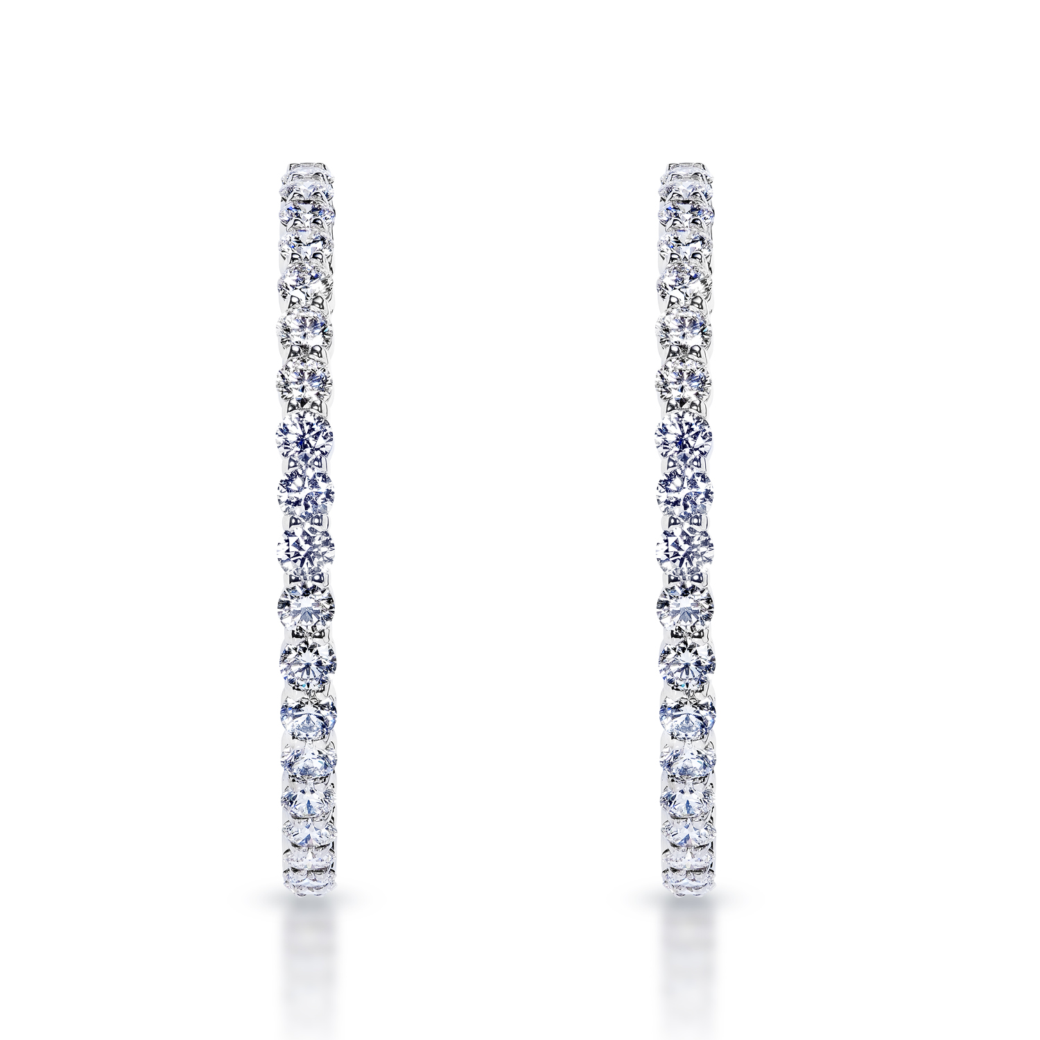 True Carats Round Brilliant Lab Grown Diamond Hoop Earrings in 14k White Gold