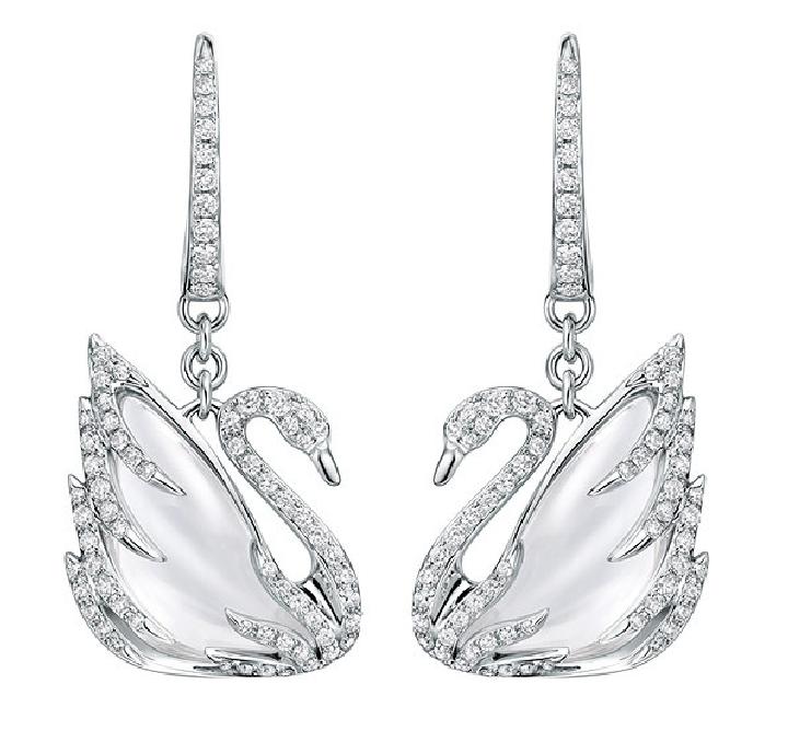 Swarovski White Faithful Swan Earrings