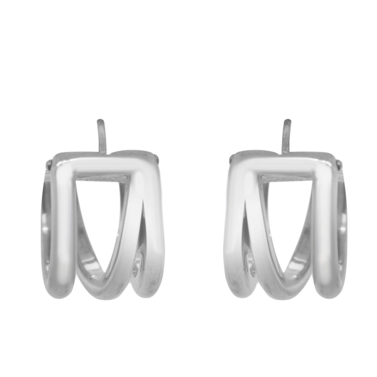 Tiffany  Co. Sterling Silver Zigzag Wide Hoop Huggie Earrings
