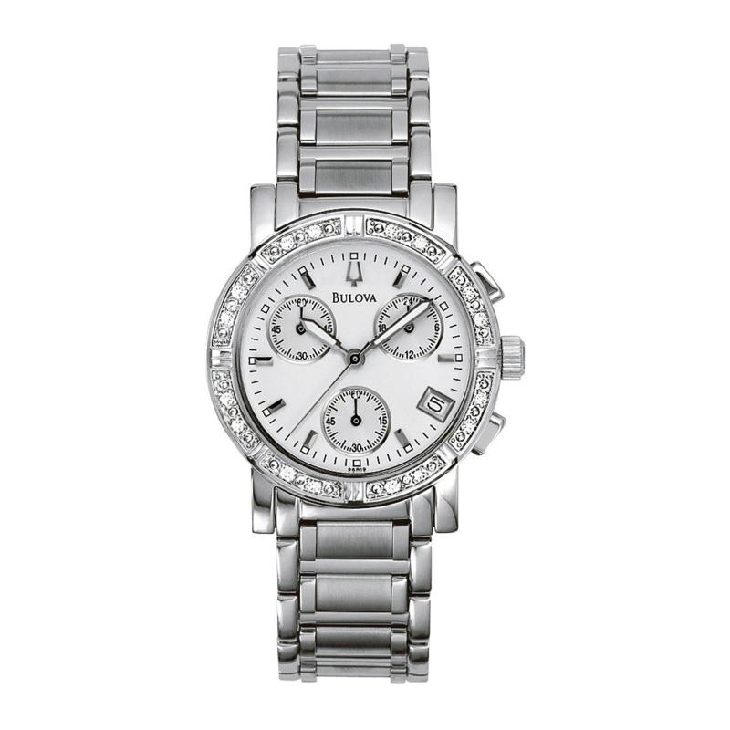 Bulova diamond-studded stainless steel chronograph watch Bulova Men main image 4