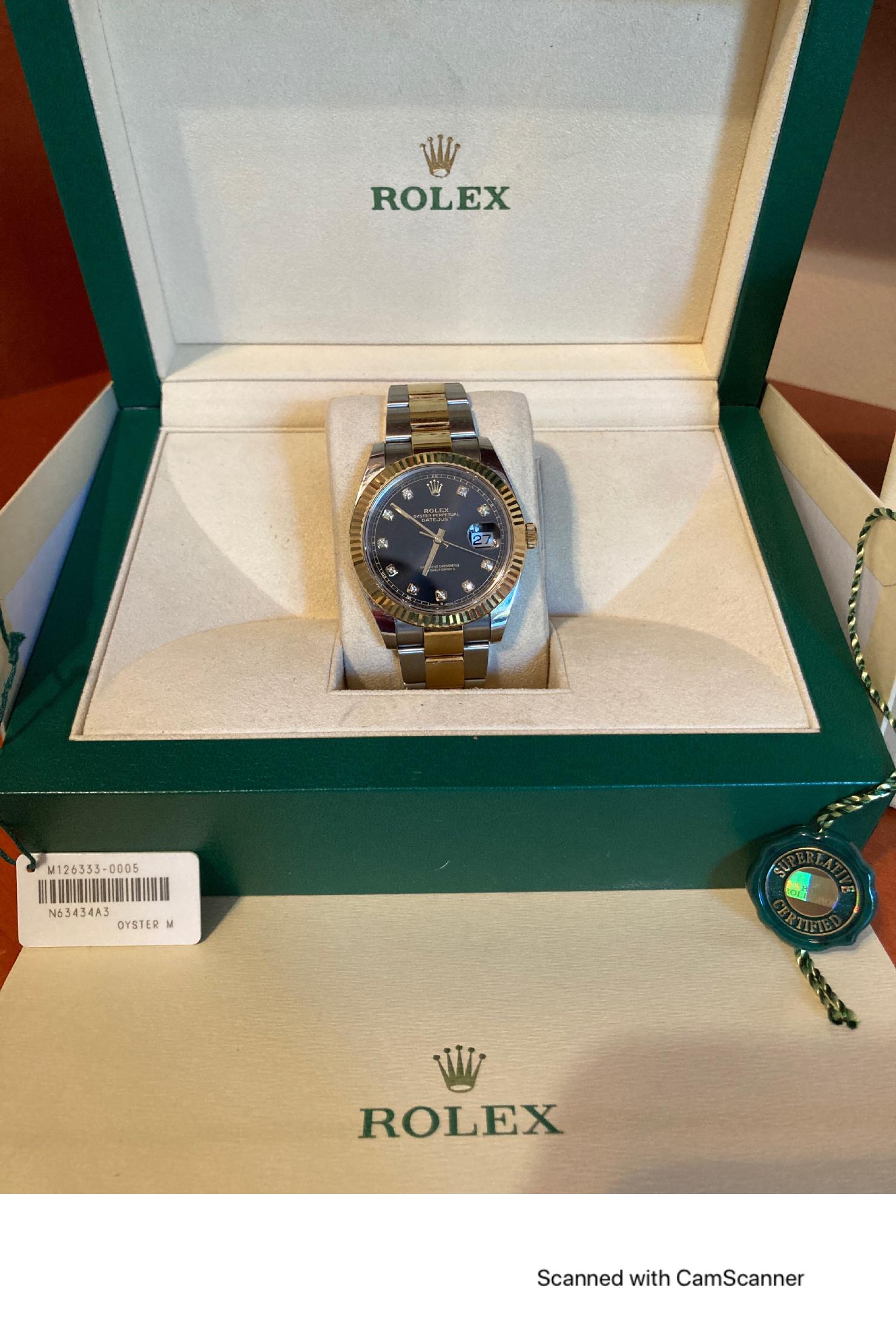 Rolex Datejust Diamond Dial Steel and 18k Gold Watch 41mm