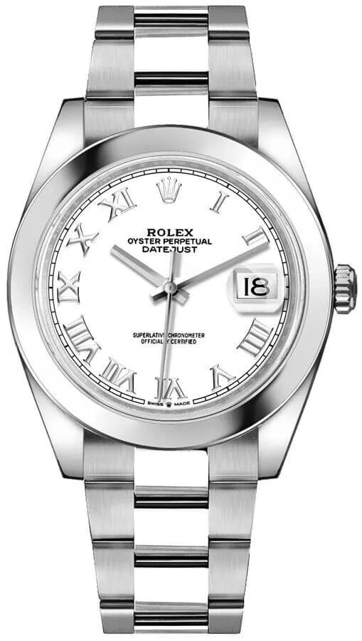 Rolex Datejust 41 White Roman Dial Steel Oyster Bracelet Self-Winding Watch