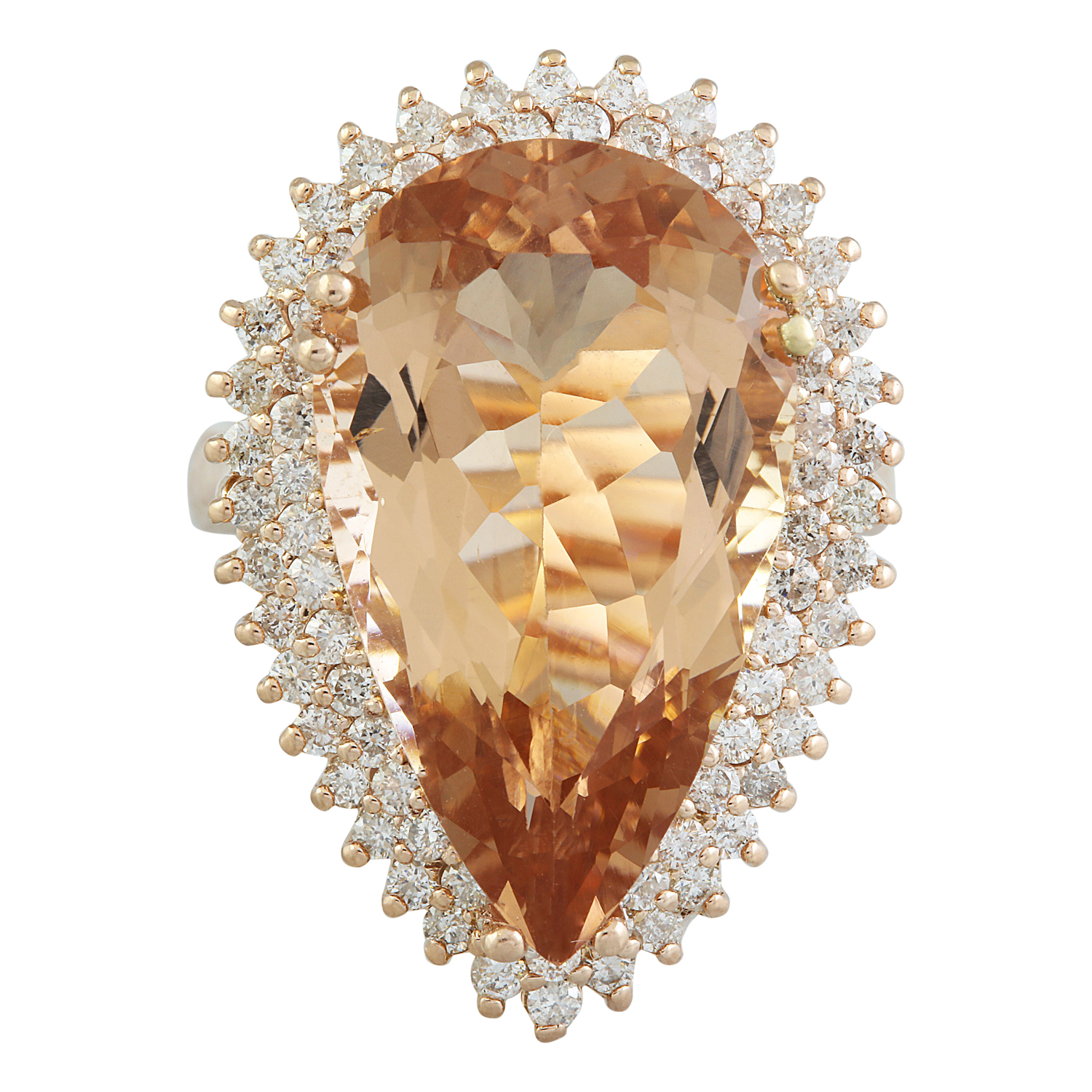 14.42 Carat Morganite 14K Rose Gold Diamond Ring