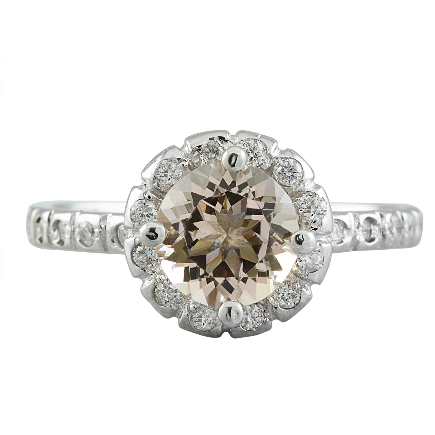1.34 Carat Morganite 14K White Gold Diamond Ring
