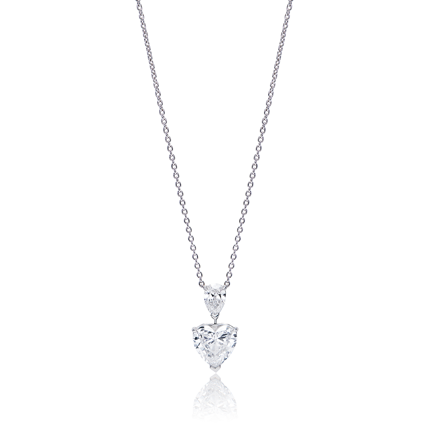 Thalia  Carat Heart Shape  Diamond Necklace in Platinum For Ladies.