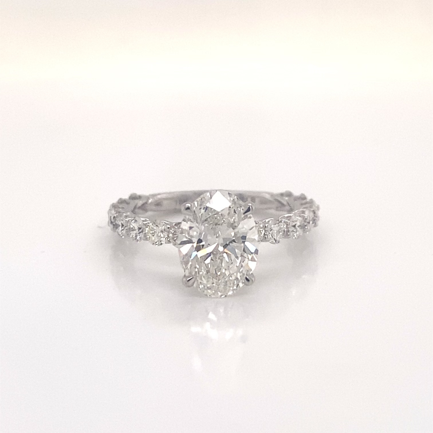 3 Carat Oval Cut Lab Grown Diamond Engagement Ring. IGI Certified