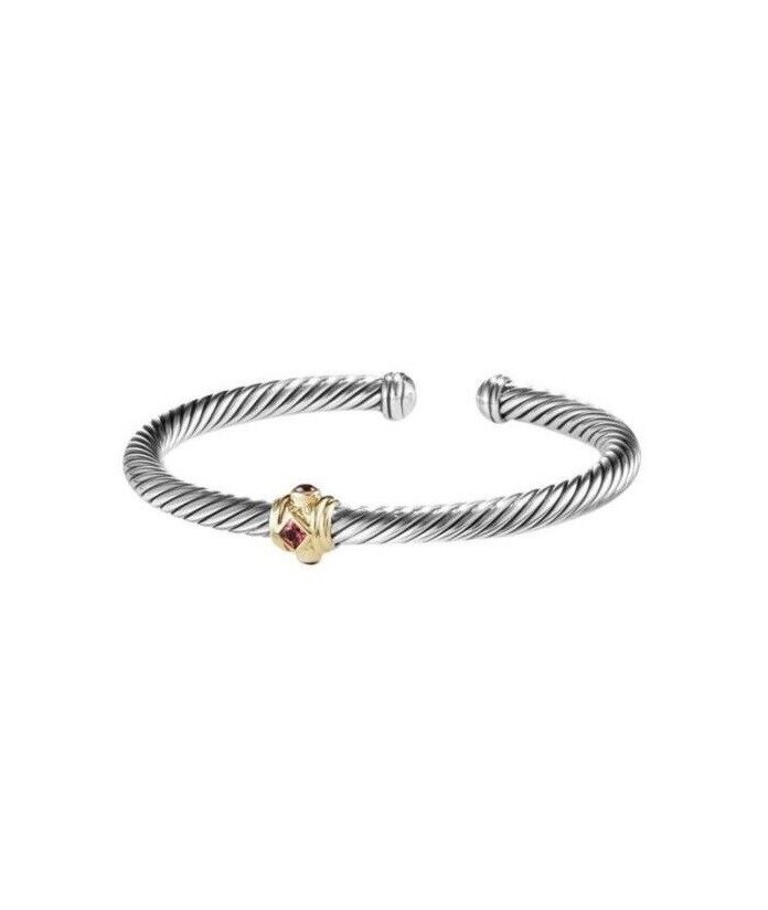 David Yurman Sterling Silver  14k Yellow Gold 5mm Pink Tourmaline