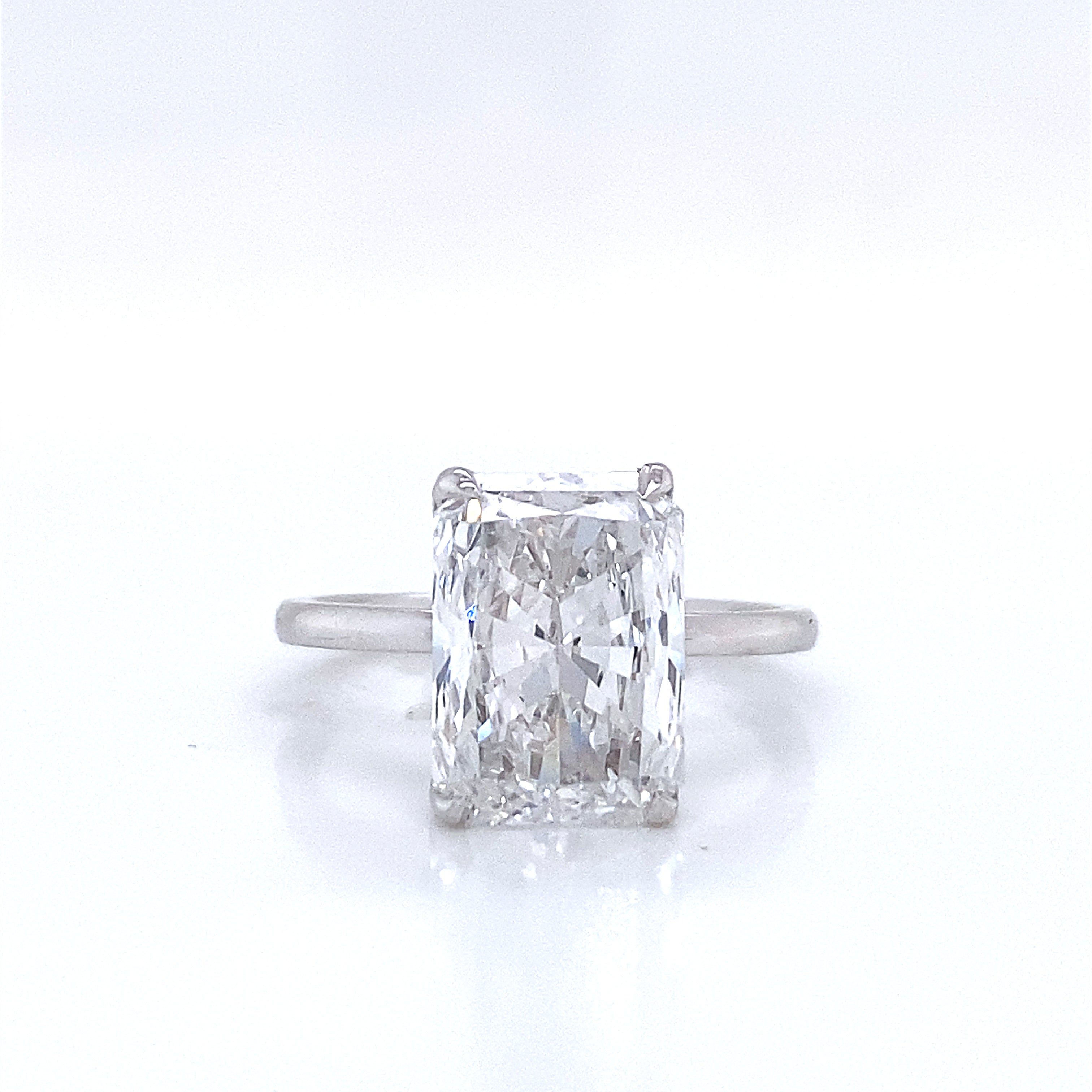 True 4 Carat Cushion Cut Lab Grown Diamond Engagement Ring IGI Certified Solitaire