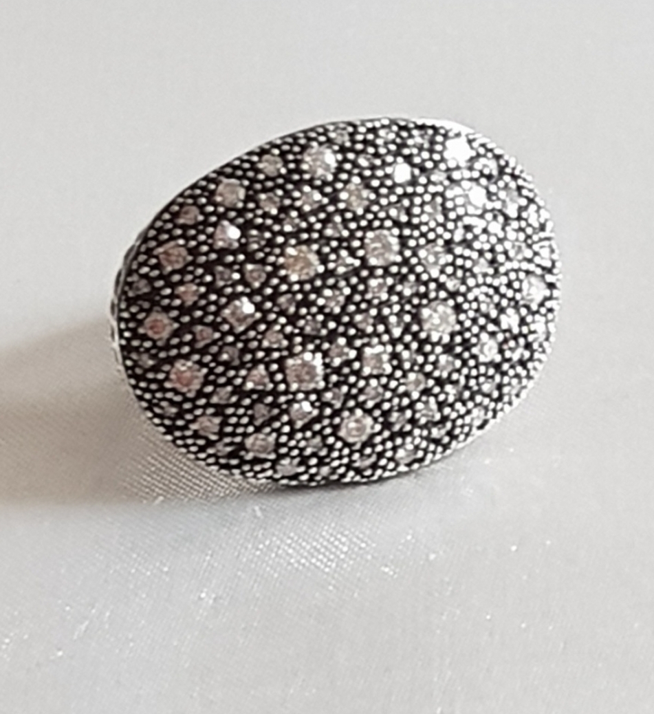 David Yurman Large Oval Midnight Melange Diamond Ring East West 