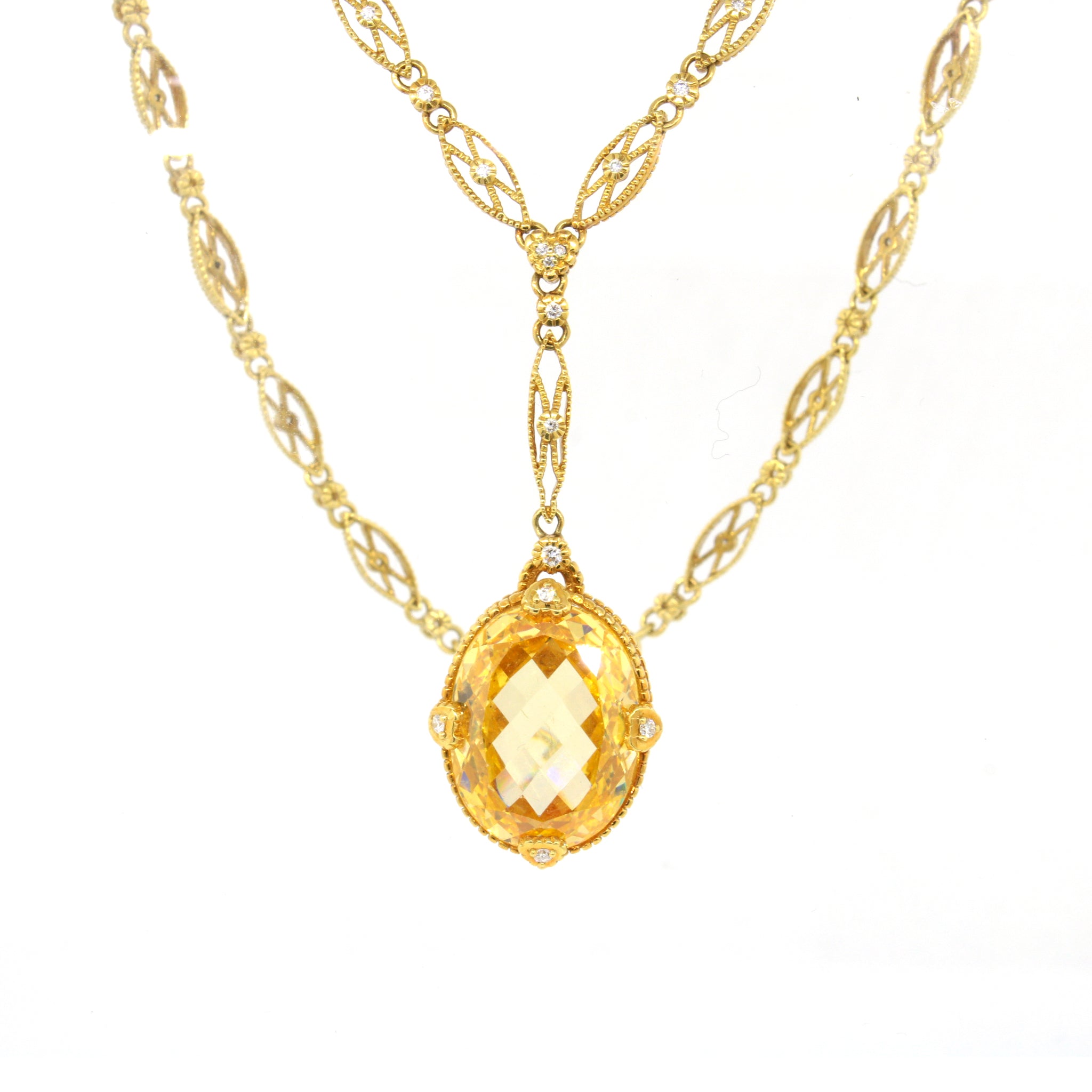 Judith Ripka Vintage Citrine Pendant Necklace