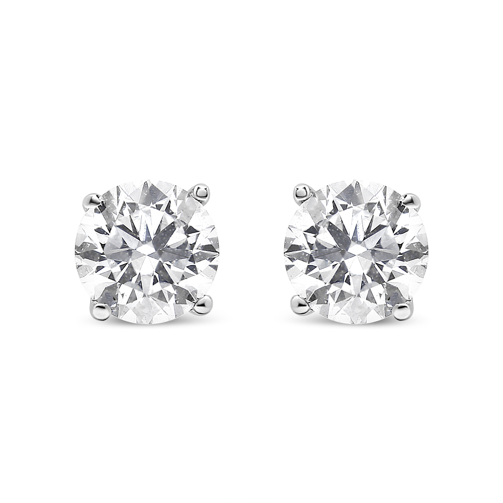 True 14K White Gold 1/2 Cttw 4-Prong Set Lab Grown Solitaire Diamond Push Back Stud Earrings (F-G Color, VS2-SI1 Clarity)