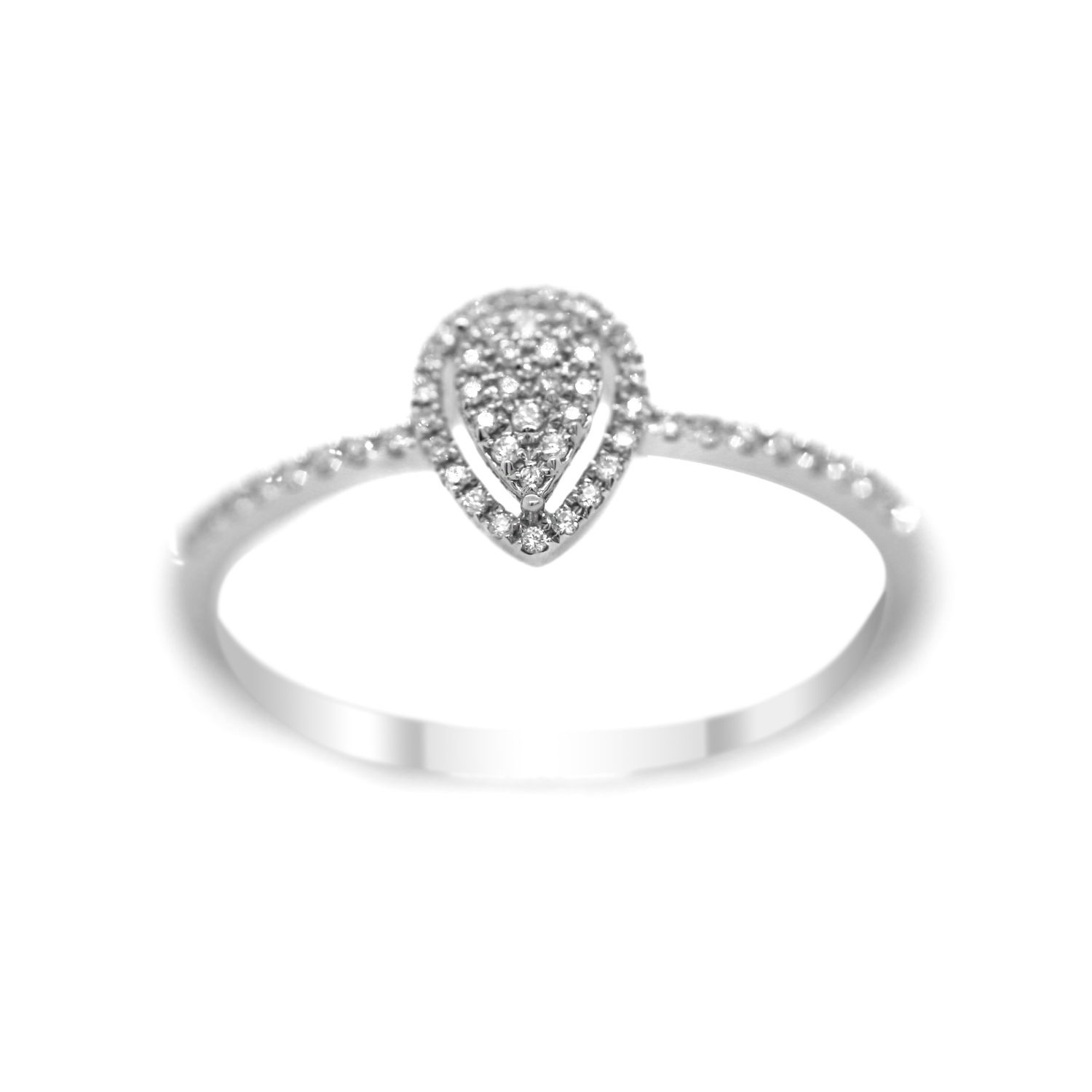 18k White Gold and Diamond Pear Shaped Ring