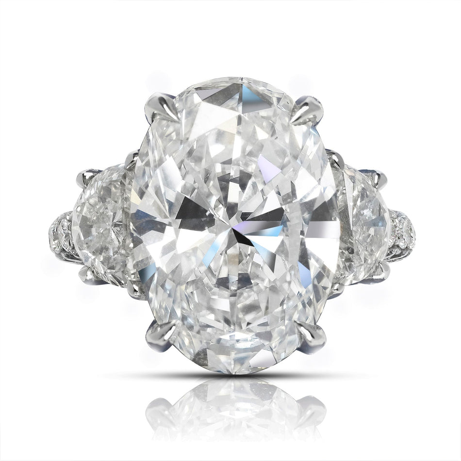 13 CARAT OVAL CUT DIAMOND ENGAGEMENT RING IN PLATINUM GIA CERTIFIED 10 CT F VVS2