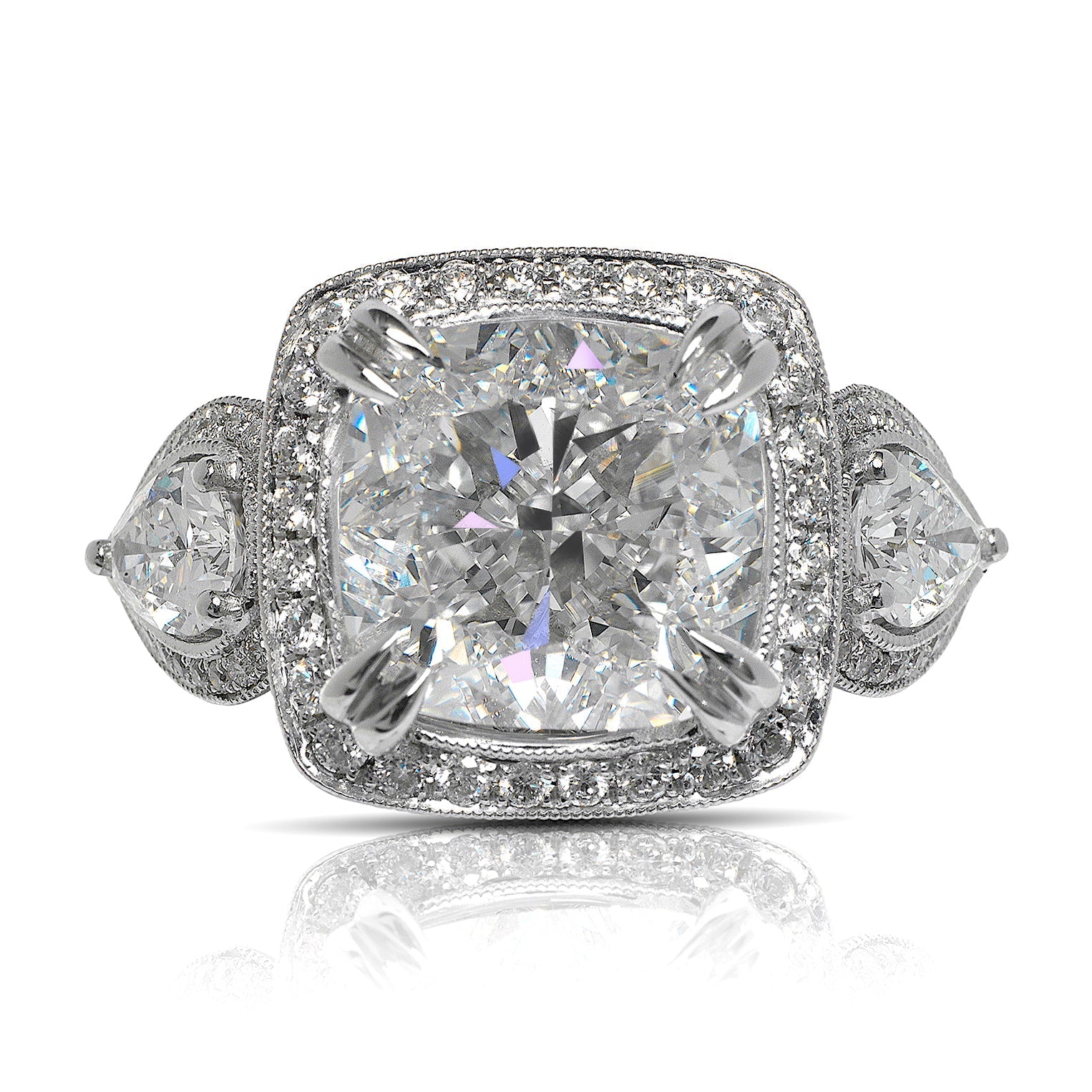 8 CARAT CUSHION CUT F COLOR VVS1 CLARITY DIAMOND ENGAGEMENT RING 18K WHITE GOLD GIA CERTIFIED 6 CT F VVS1 BY MIKE NEKTA