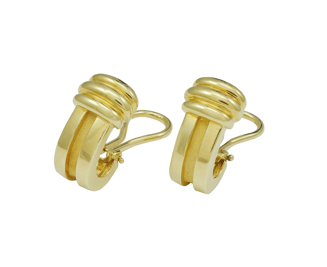 Vintage Tiffany  Co. 1995 Atlas Yellow Gold Earrings