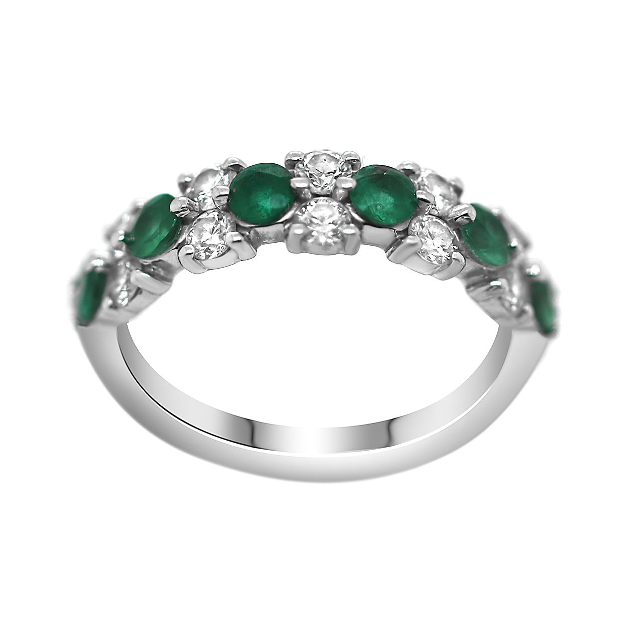 18k White Gold Emerald and Diamond Ring