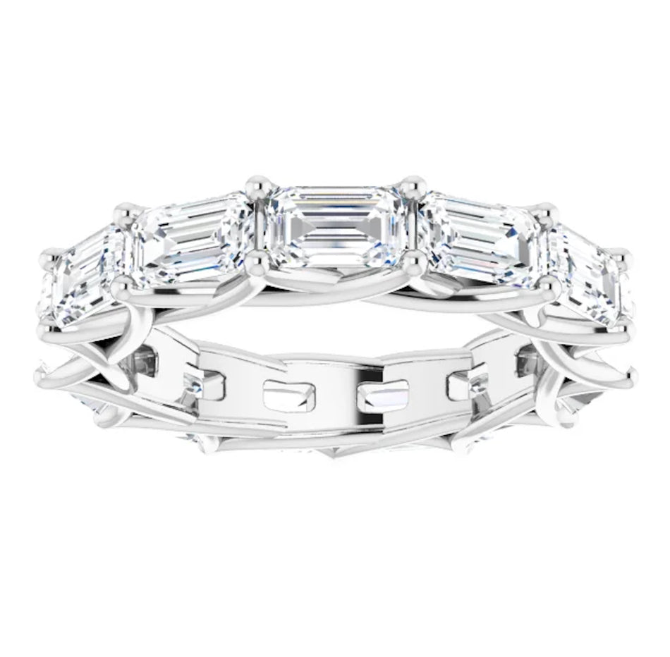 5 CARAT EMERALD-CUT DIAMOND ETERNITY RING IN PLATINUM 30 POINTER G COLOR VS1 CLARITY SHARED PRONG BAND BY MIKE NEKTA NYC SIZE 6