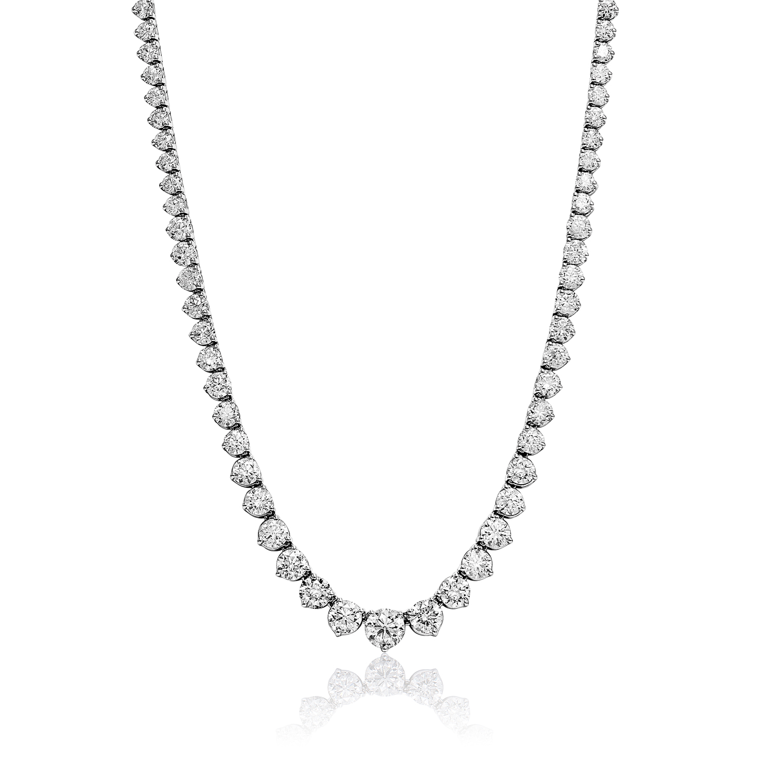 Heaven  Carat Round Brilliant Diamond Necklace in 14 Karat White Gold For Ladies