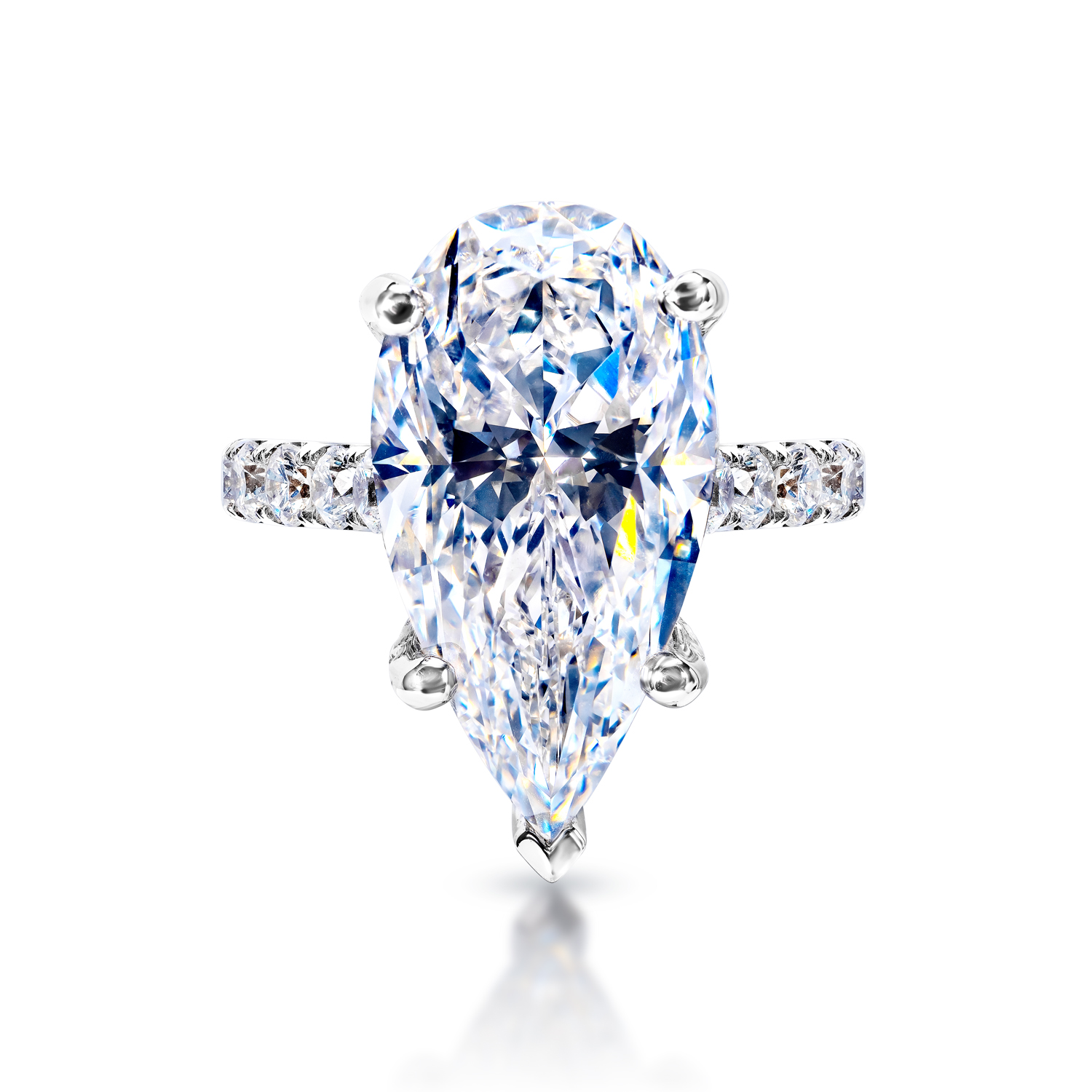 Alivia   Carats Pear Shape   Diamond Engagement Ring in 18k White Gold. GIA Certified