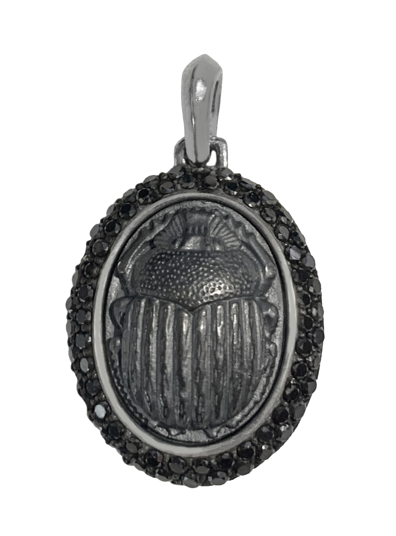 David Yurman Sterling Silver Black Diamond Beetle Scarab Pendant