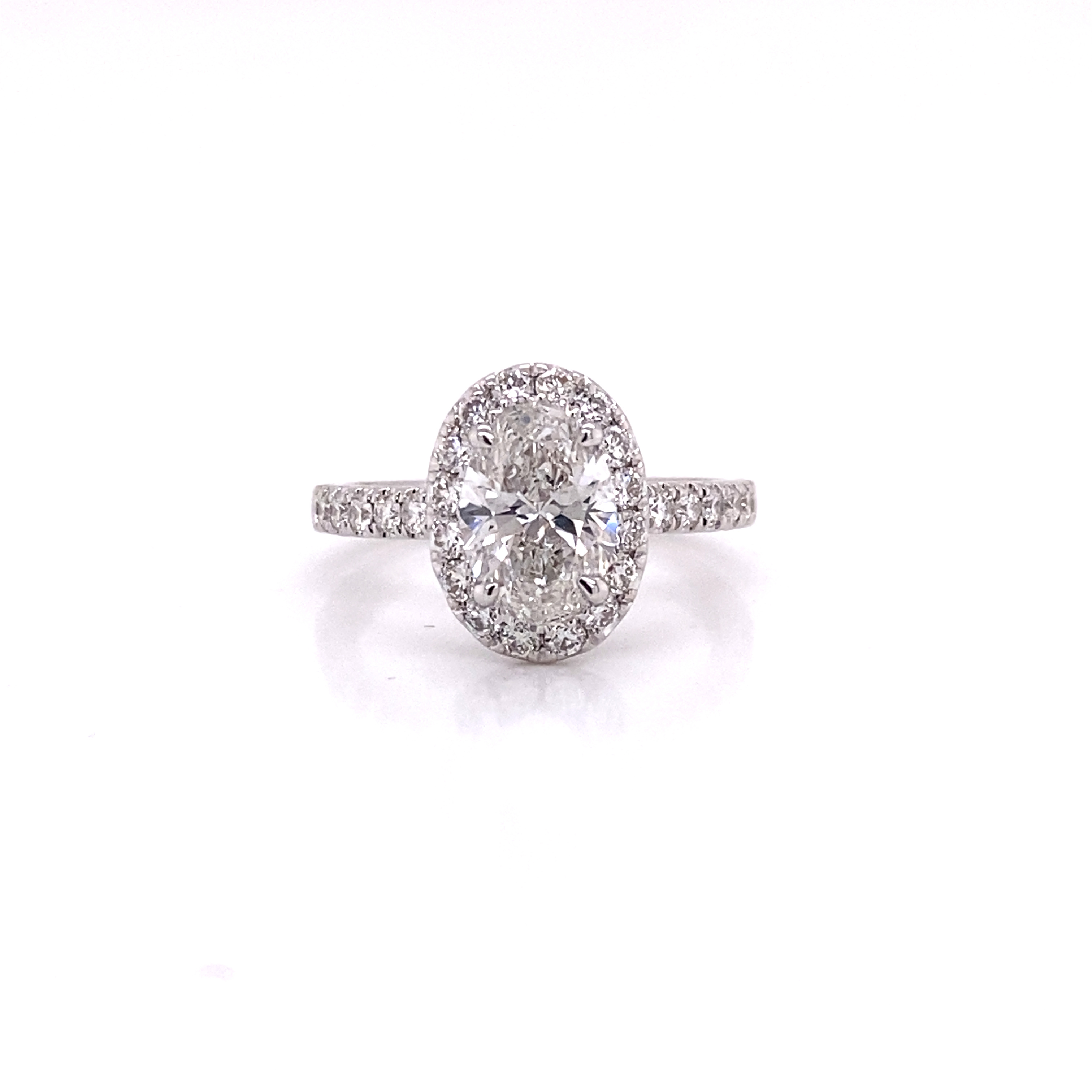 2 Carat Oval Cut Lab Grown Diamond Engagement Ring Halo IGI Certified