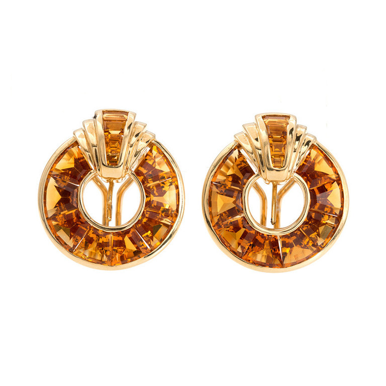 Orange Yellow Citrine Pierced Non-Pierced Earrings