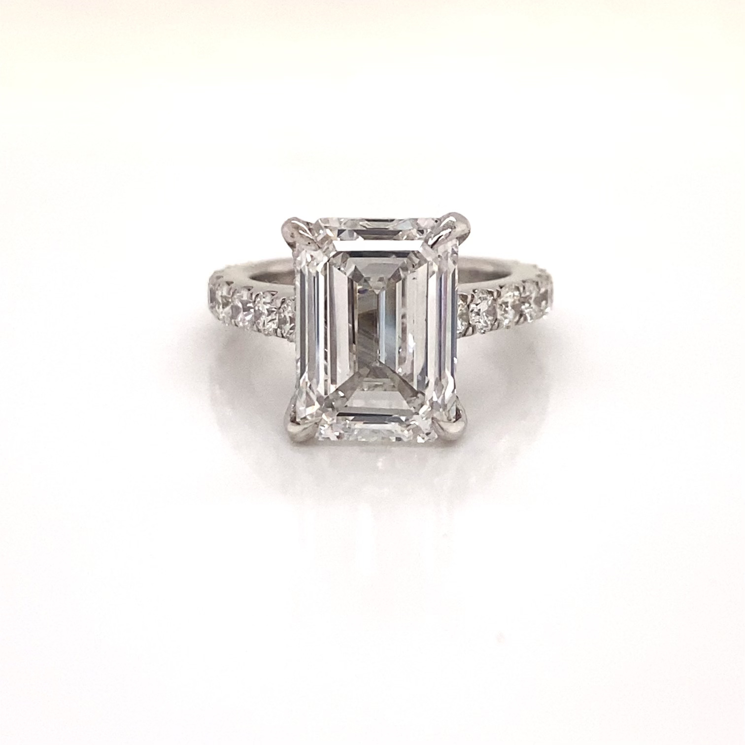 9 Carat Emerald Cut Lab Grown Diamond Engagement Ring. IGI Certified
