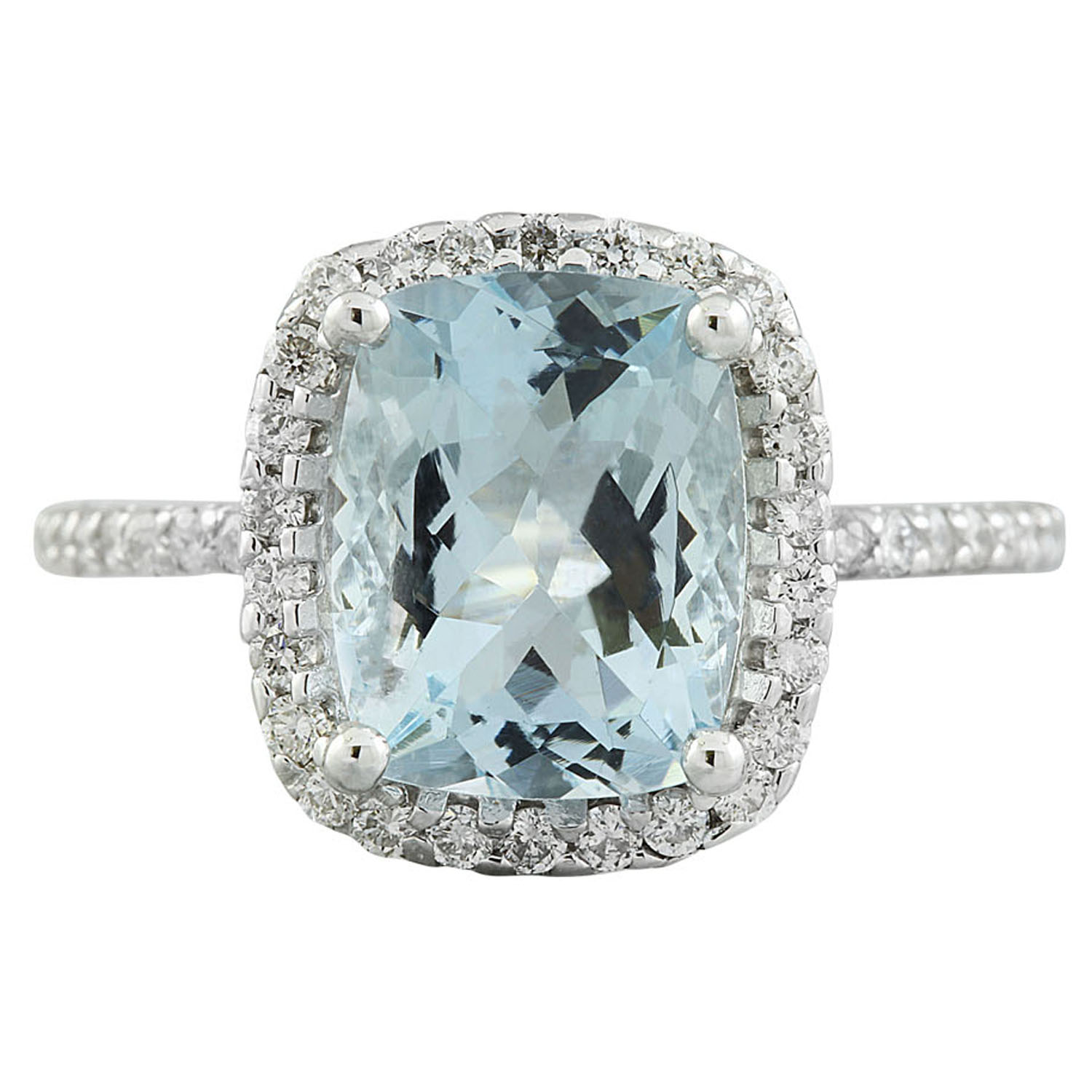 4.30 Carat Aquamarine 14K White Gold Diamond Ring