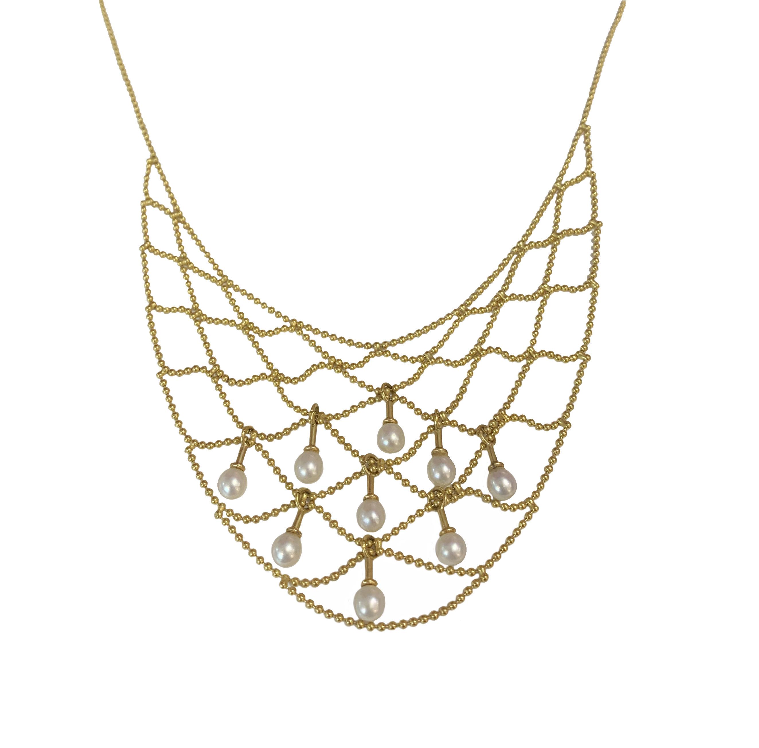 Pearl Necklace in 14k Yellow Gold