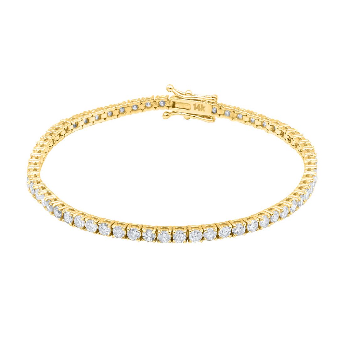 True 14k Yellow Gold 3.36ct Diamond Tennis Bracelet
